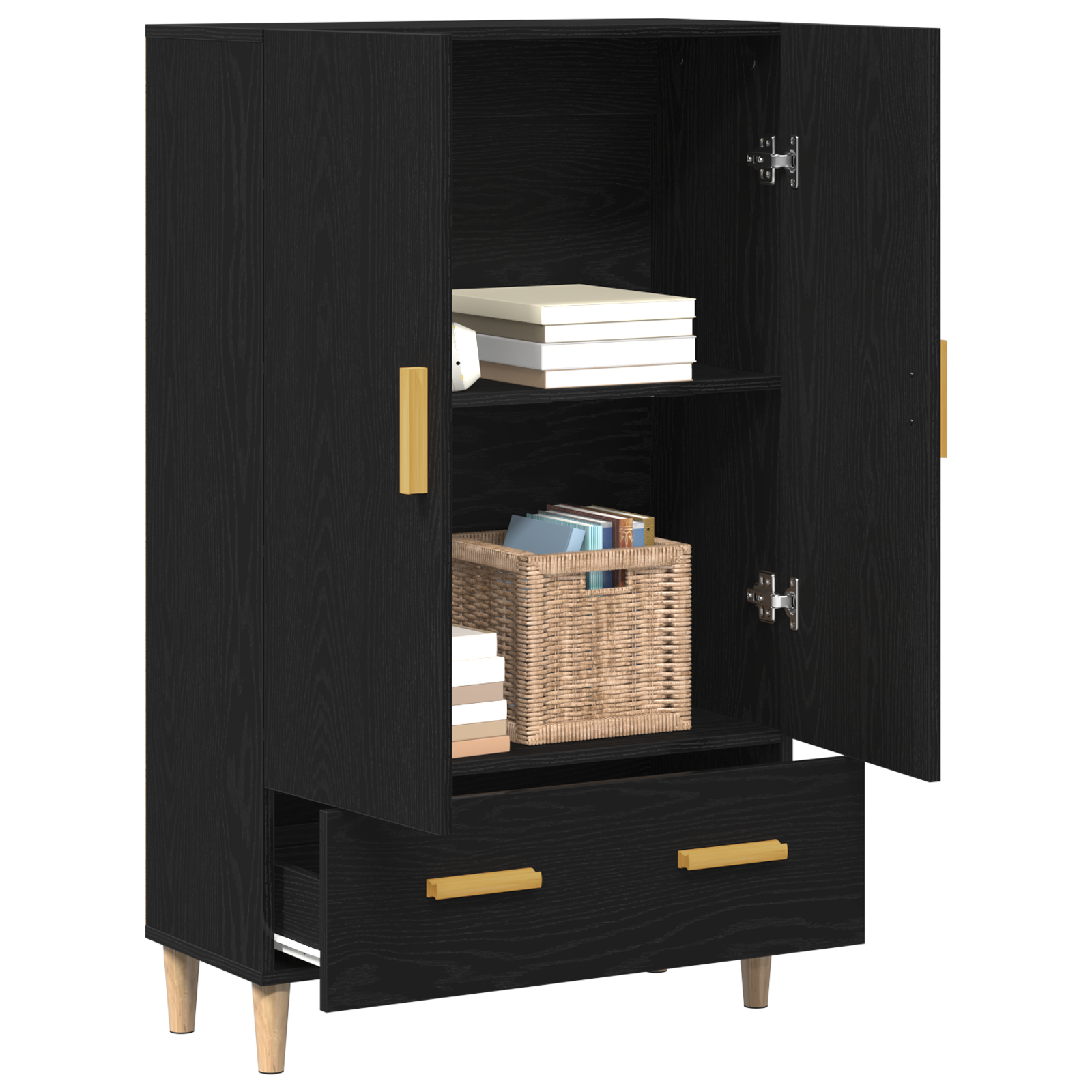 vidaXL Highboard in Zwart Eiken, 70x31x115 cm, Gemaakt van Bewerkt Hout