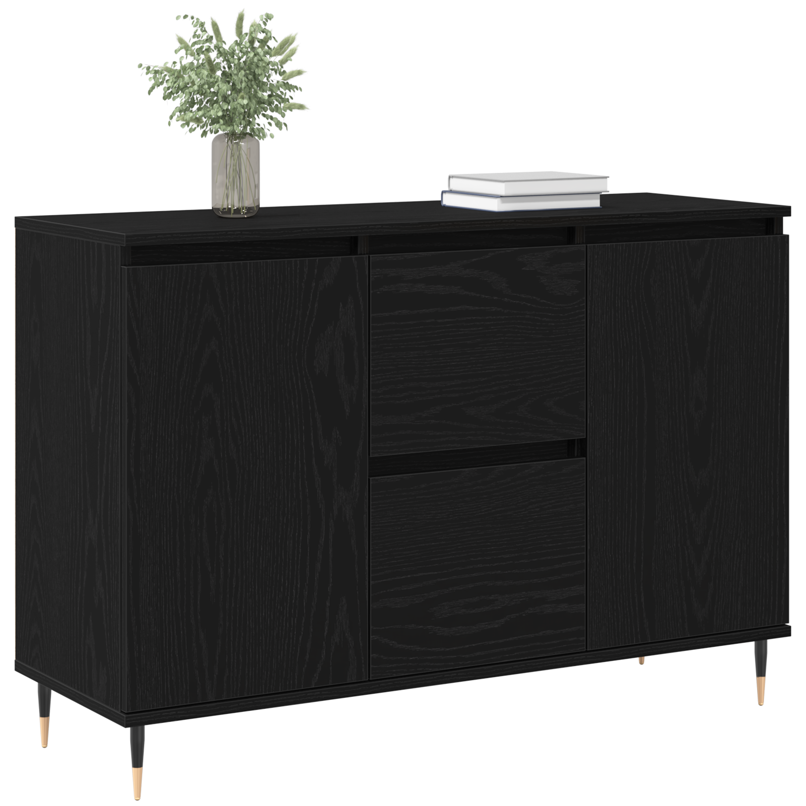 vidaXL Dressoir met deuren en lades 101,5x35x70 cm zwart eikenkleurig