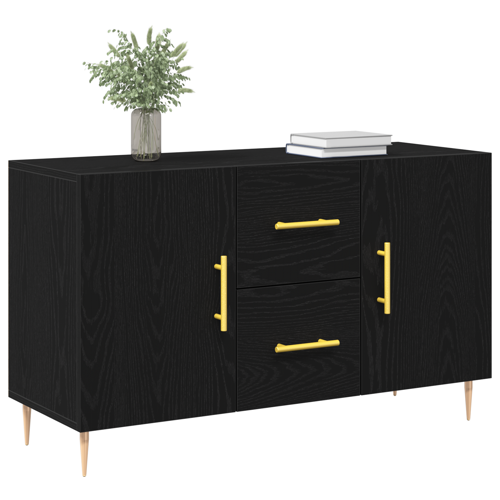 vidaXL Dressoir 100x36x60 cm bewerkt hout zwart eikenkleurig