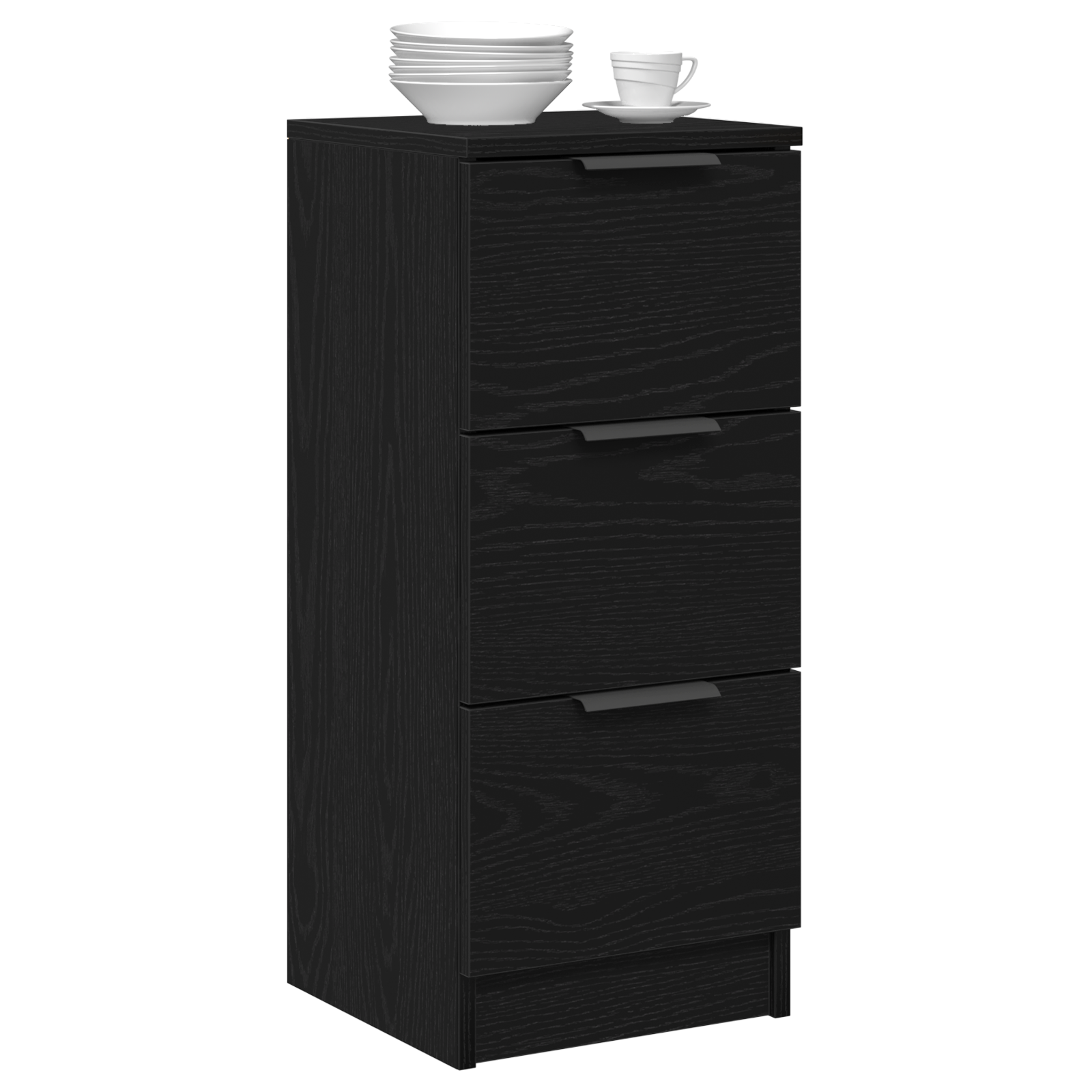 vidaXL Dressoirs 2 st 30x30x70 cm bewerkt hout zwart eikenkleurig