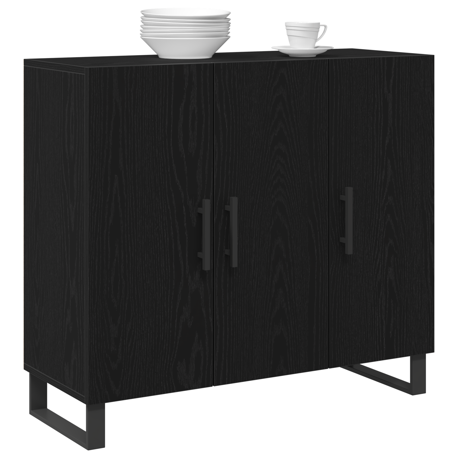 vidaXL Dressoirmet 3 deuren 90x34x80 cm bewerkt hout zwart eikenkleur