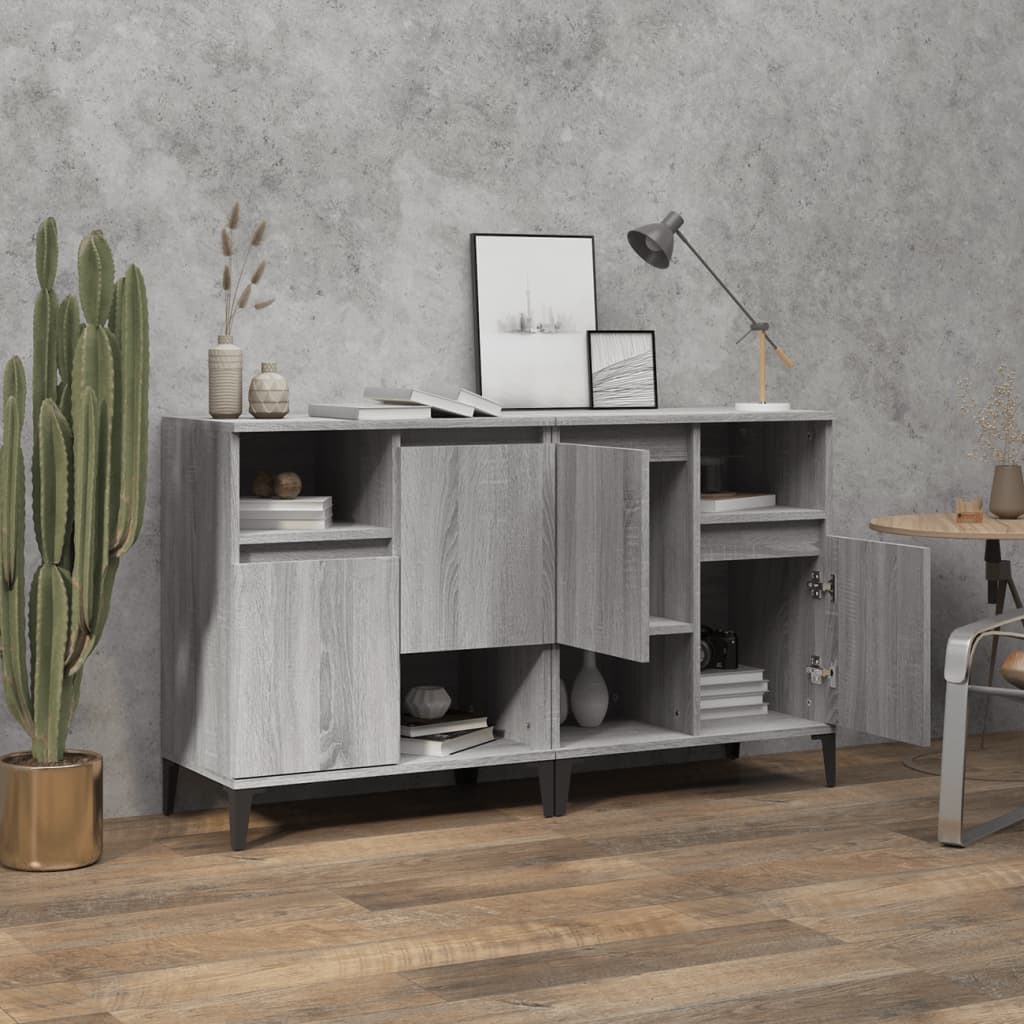 vidaXL Dressoirs 2 st 60x35x70 cm bewerkt hout grijs sonoma eikenkleur