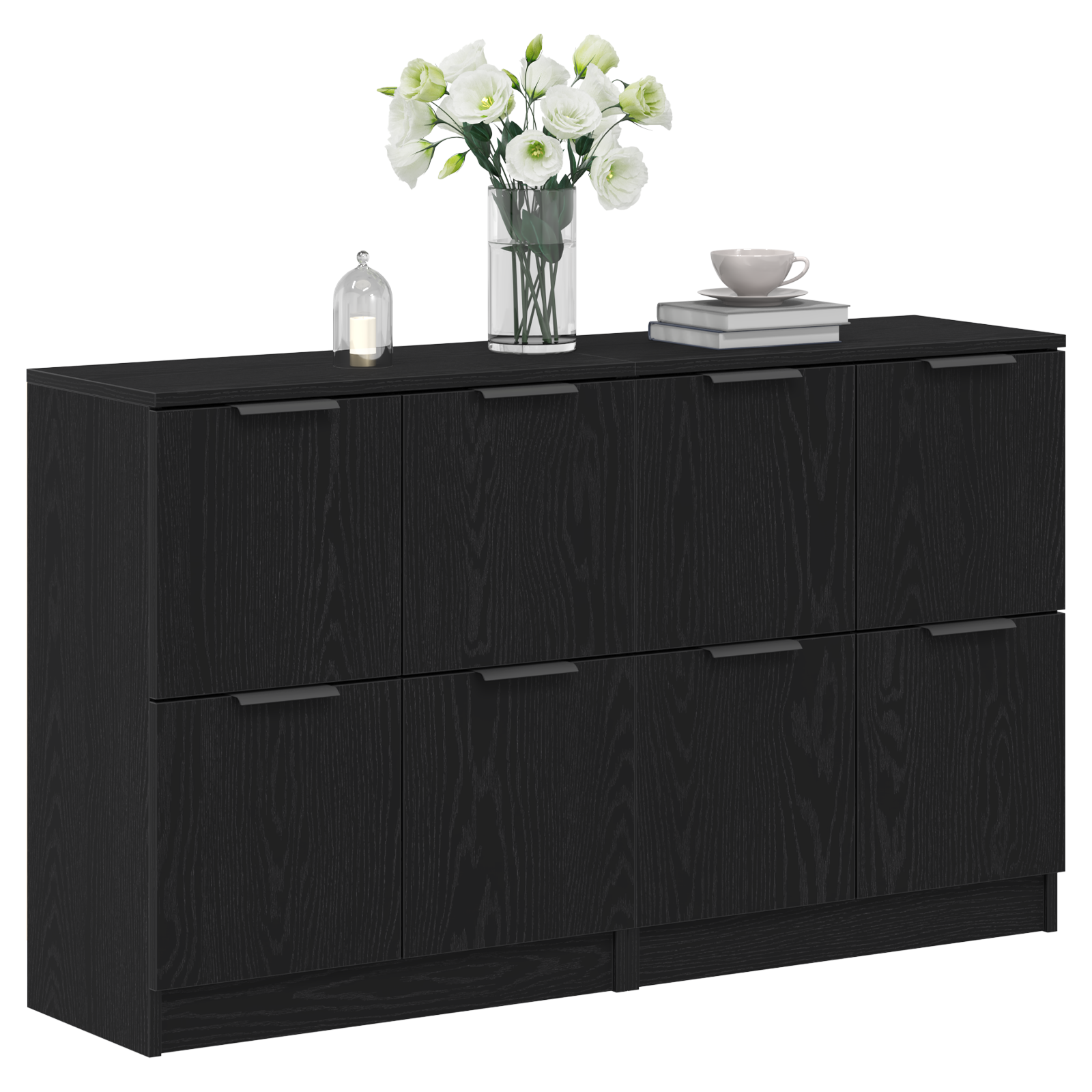 vidaXL Sideboards 2 stuks Zwart Eikenhout 60x30x70 cm Engineered Wood