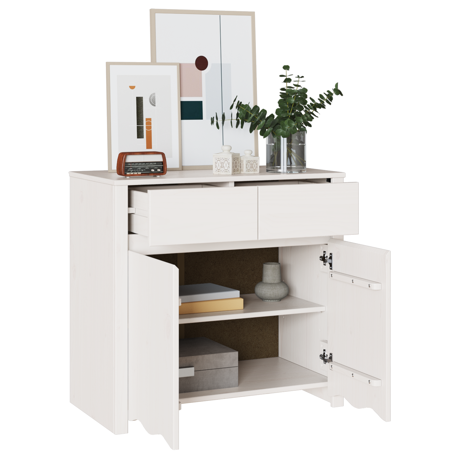 vidaXL Dressoir DRAMMEN 79x43x75,5 cm massief grenenhout wit