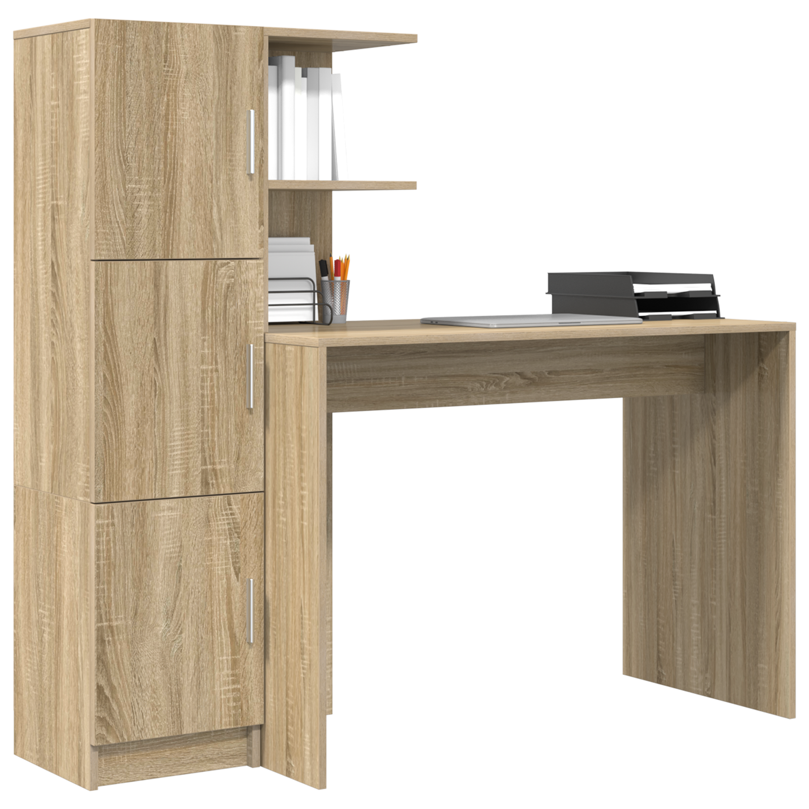vidaXL Bureau met Opslag in Eikenlook
