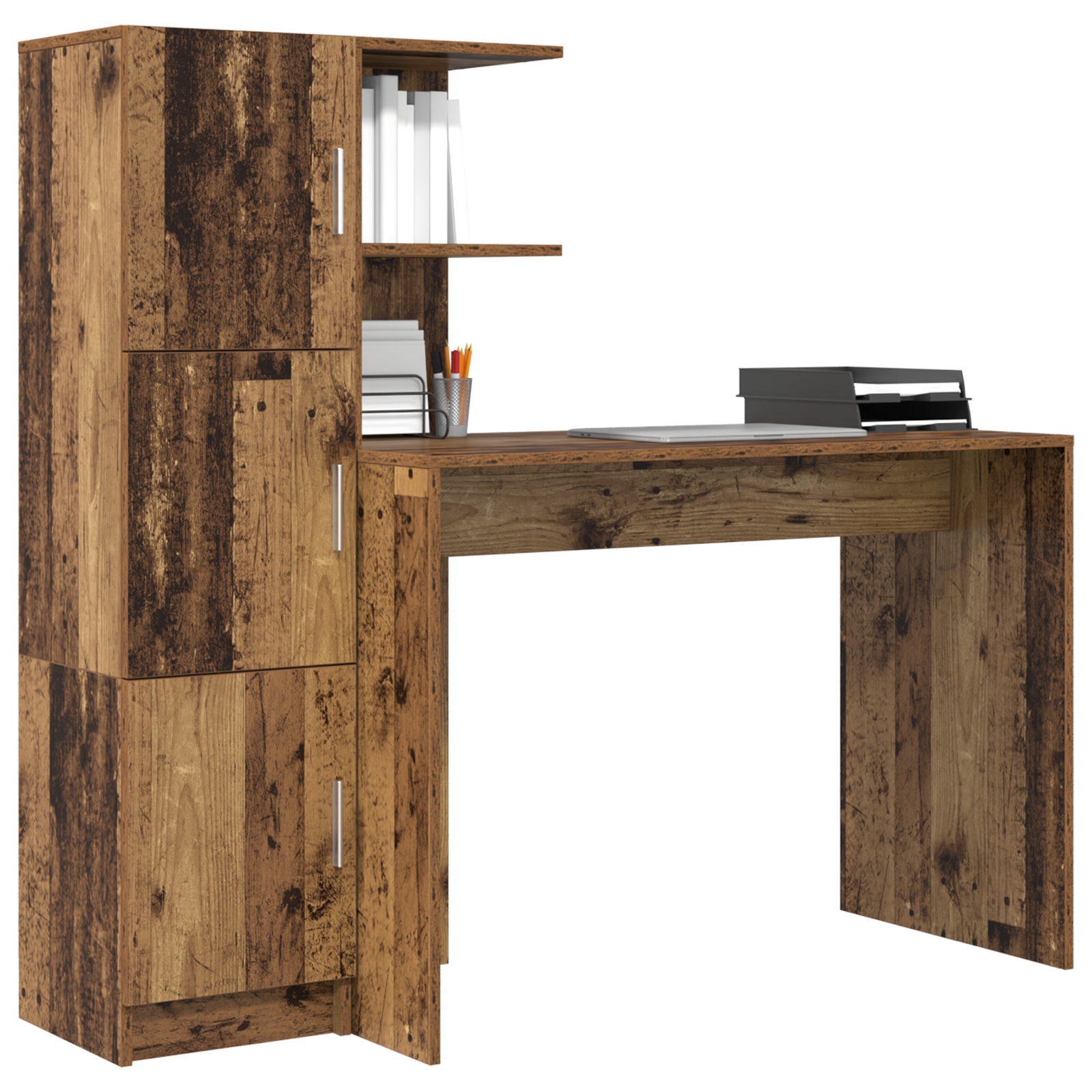 vidaXL Bureau met Opbergruimte van Oud Hout en Gelaagd Hout