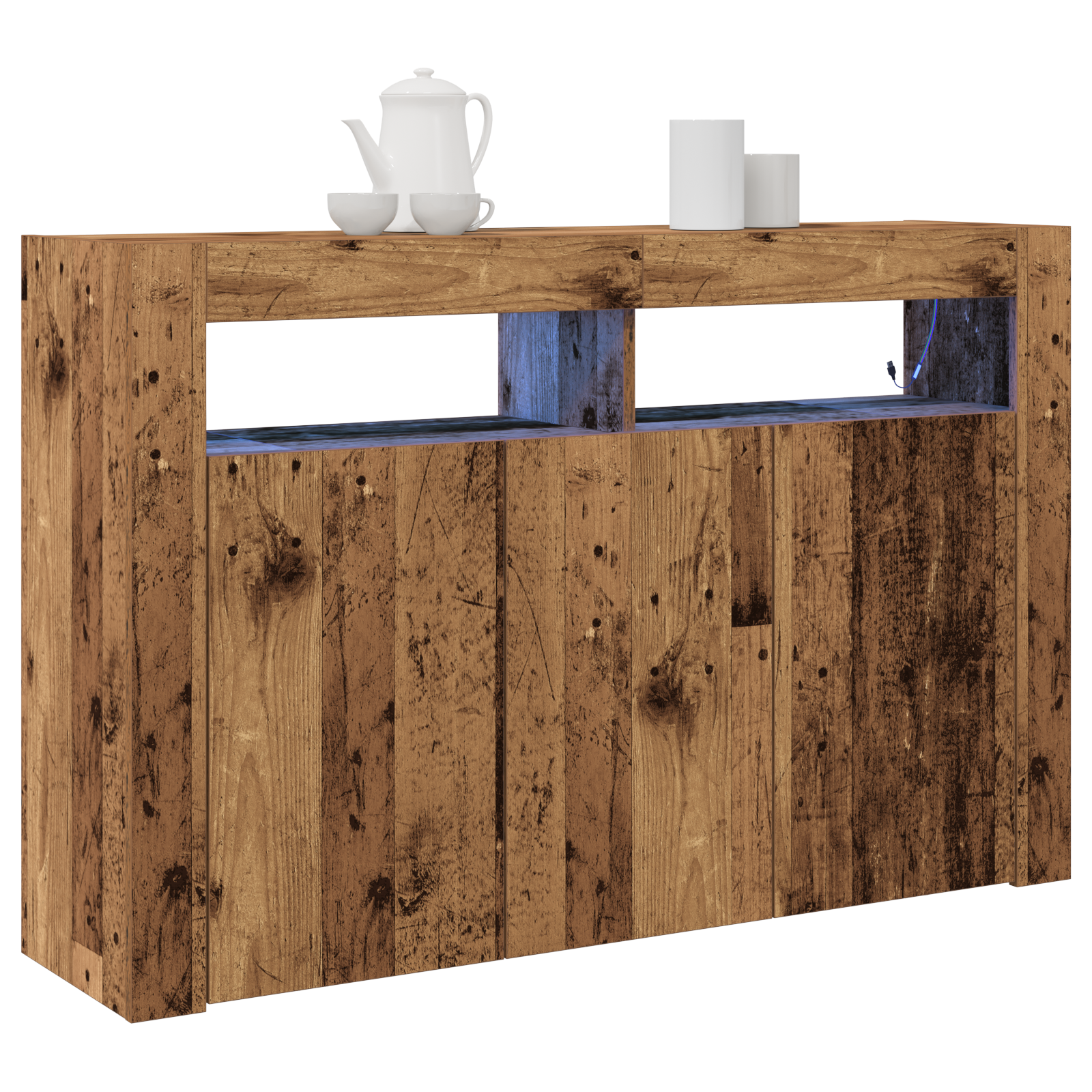 vidaXL Sideboard met LED-verlichting Oude Hout 116x30x75 cm