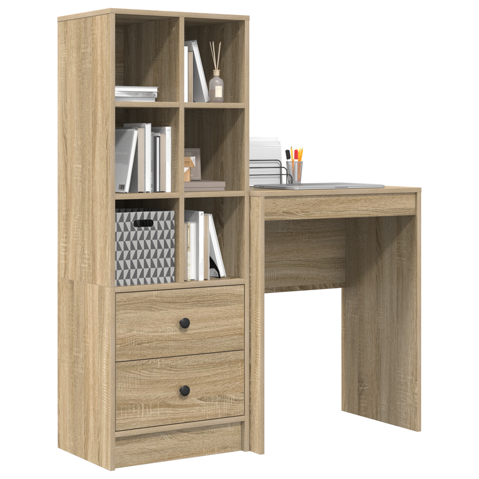 vidaXL Bureau met Opslag van Sonoma Eiken Geengineerd Hout