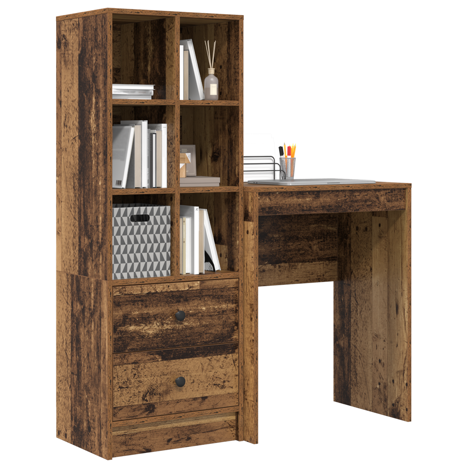 vidaXL Bureau met Opslag van Gerecycled Hout