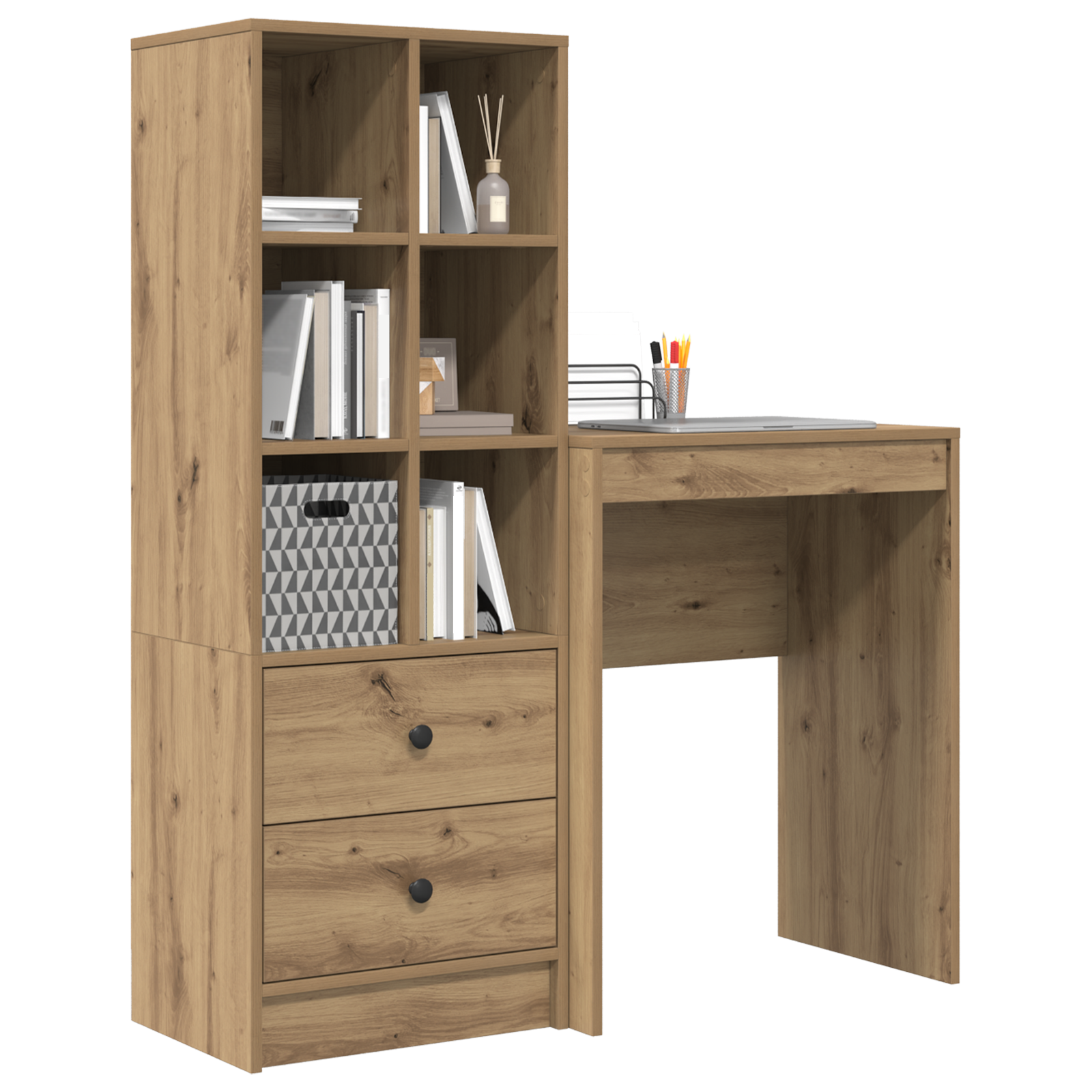 vidaXL Bureau met Opbergruimte van Artisan Eikenhout
