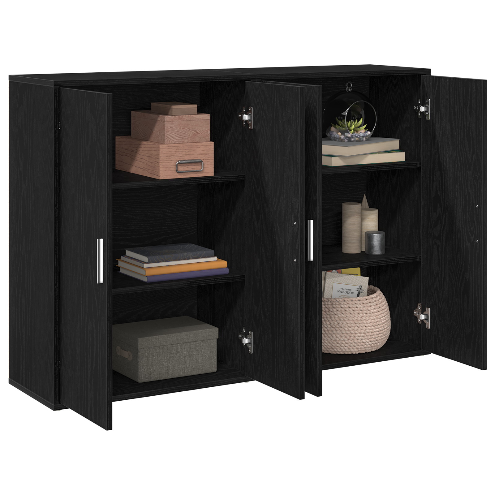 vidaXL Dressoirs 2 stuks Zwart Eiken 60x31x84 cm Ge engineered Hout
