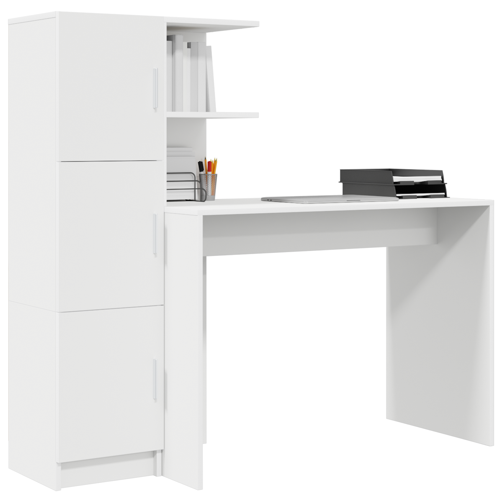 vidaXL Bureau met Opbergruimte in het Wit van Gelaagd Hout