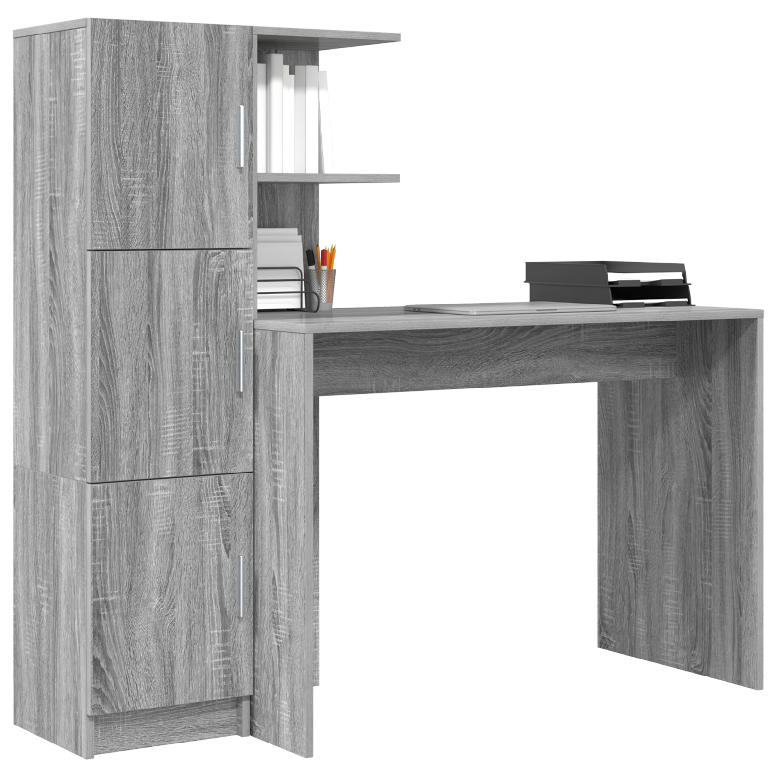 vidaXL Bureau met Opbergruimte Grijs Sonoma Geengineerd Hout