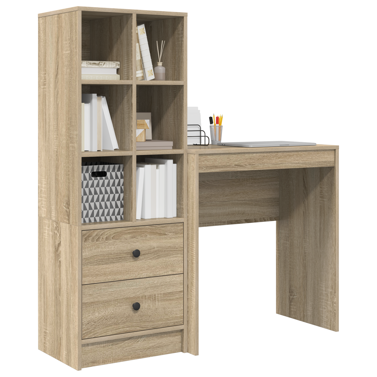 vidaXL Bureau met Opbergruimte in Sonoma Eikenhout