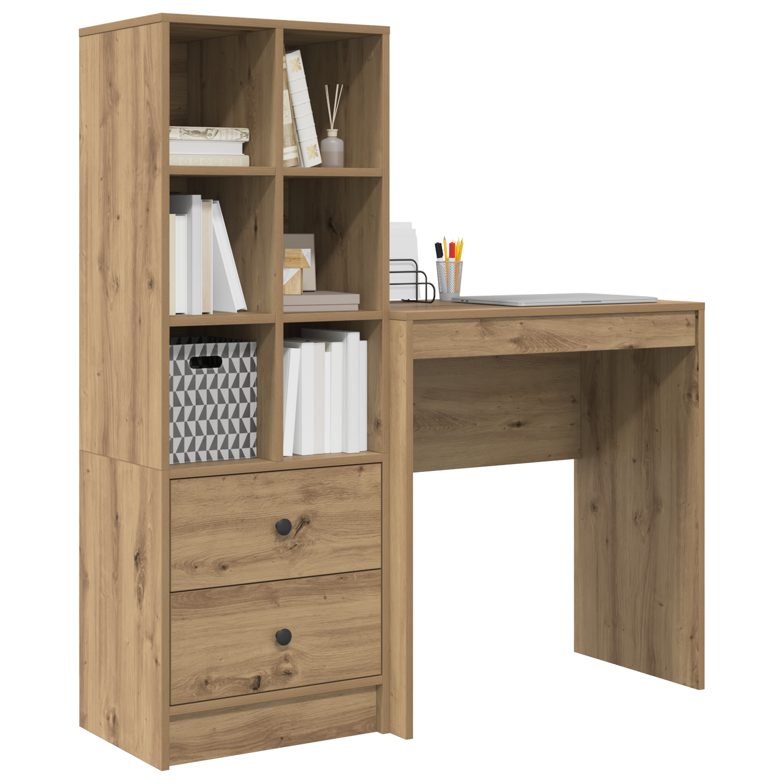 vidaXL Bureau met Opbergruimte van Artisan Eiken Geengineerd Hout