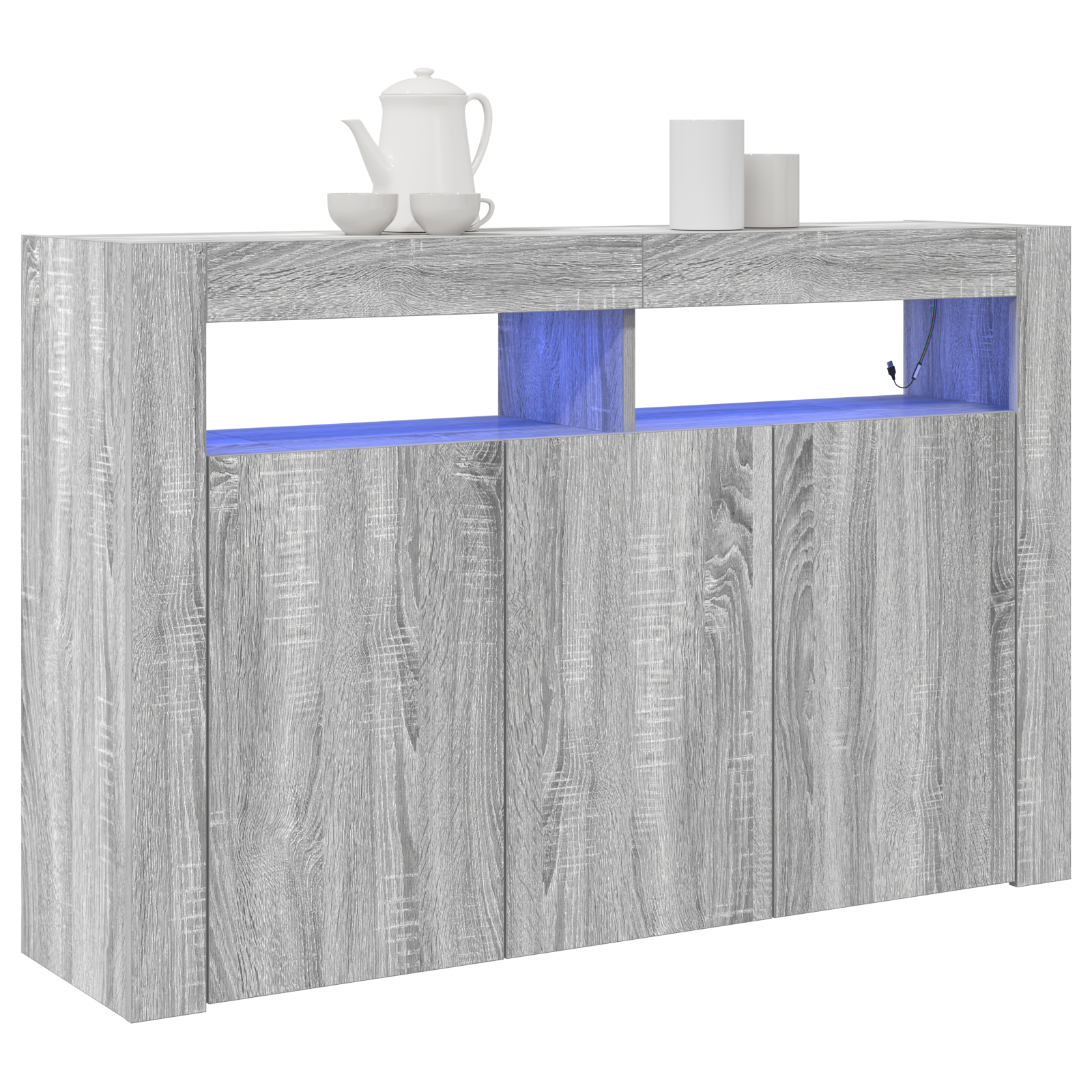 vidaXL TV-meubel met LED-verlichting Grijs Sonoma 116x30x75 cm