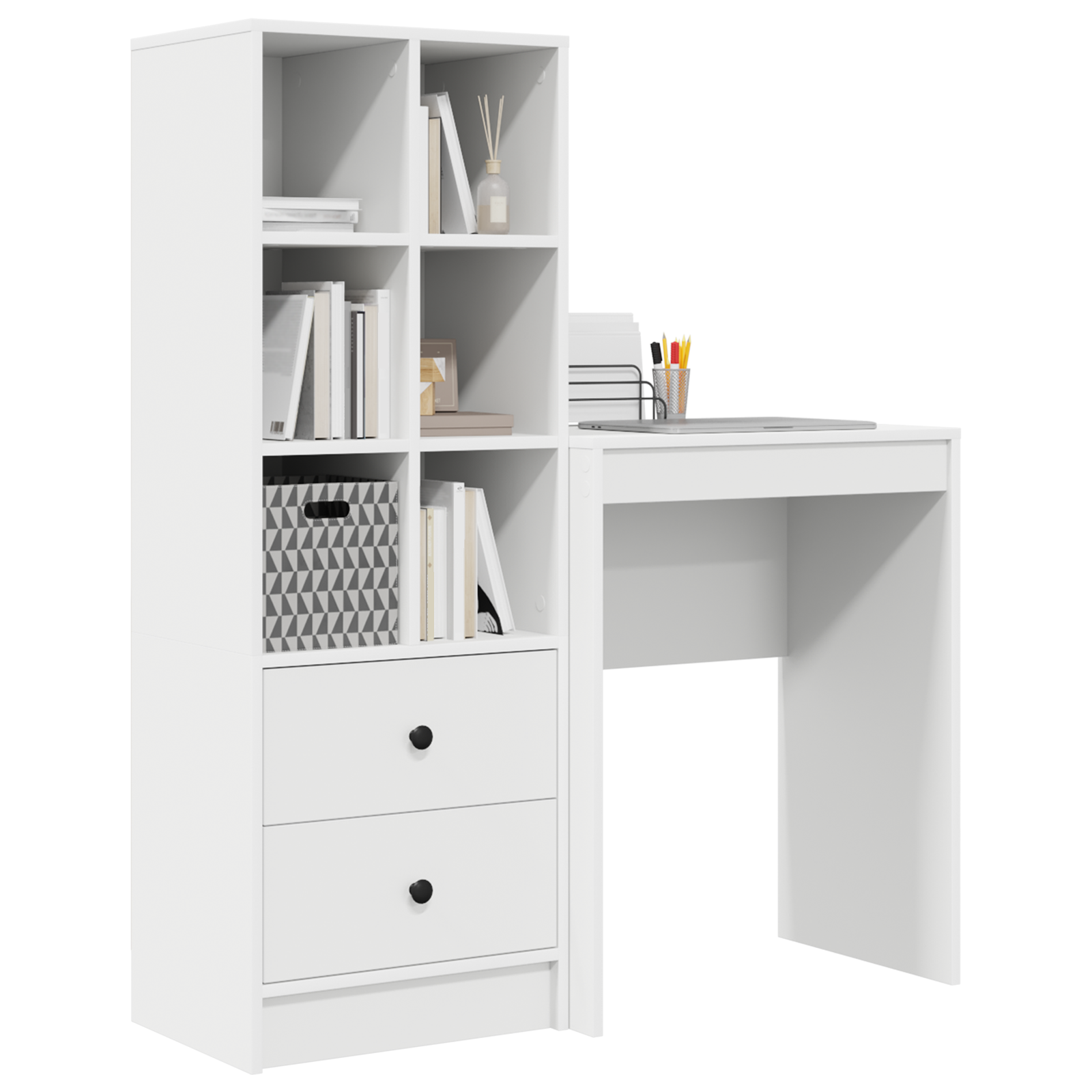 vidaXL Bureau met Opbergruimte - Wit Geengineerd Hout