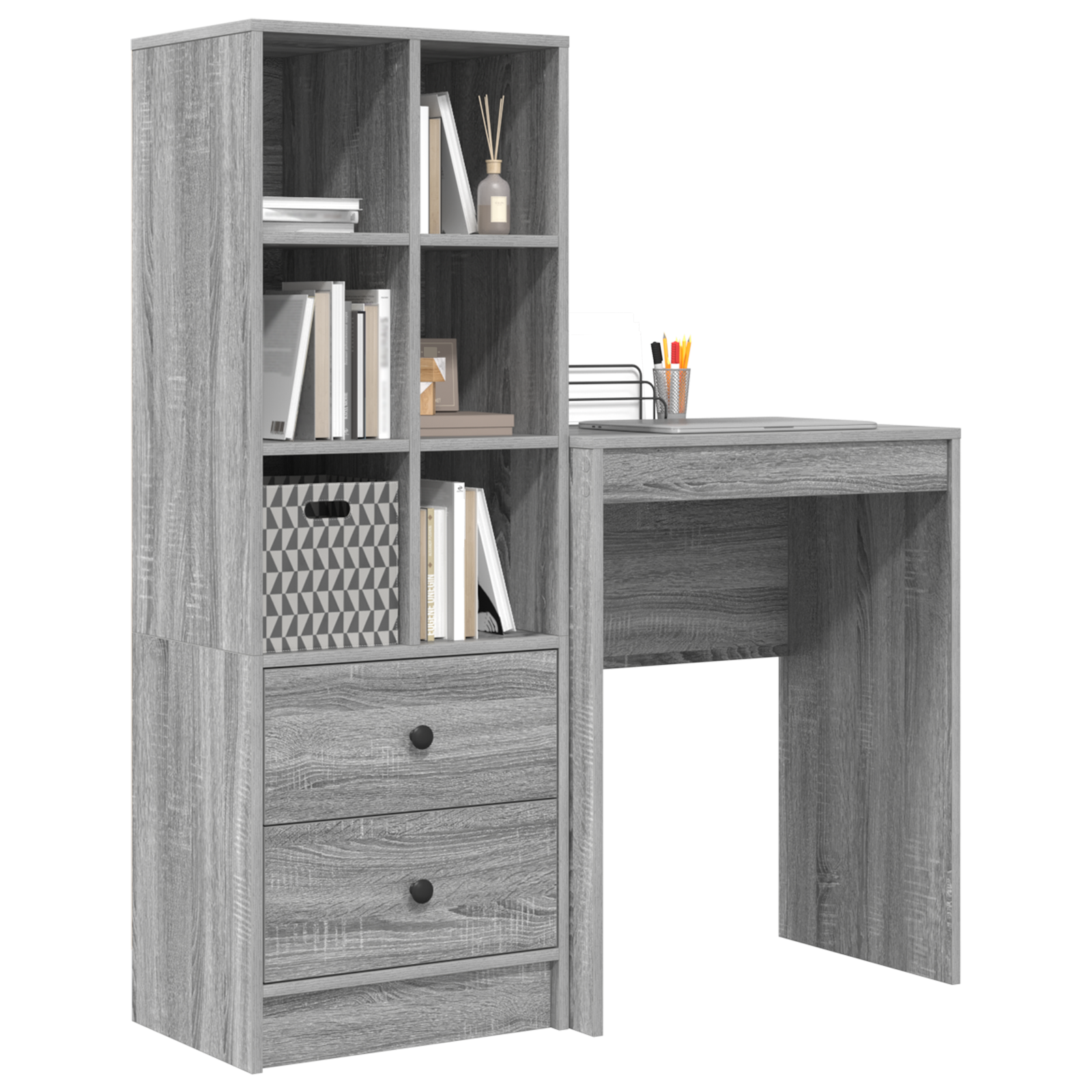 vidaXL Bureau met Opbergruimte Grijs Sonoma Hout