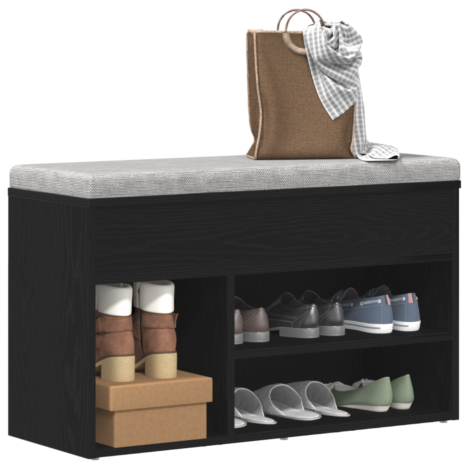 vidaXL Halbankje 60x30x45 cm bewerkt hout zwart eikenkleurig