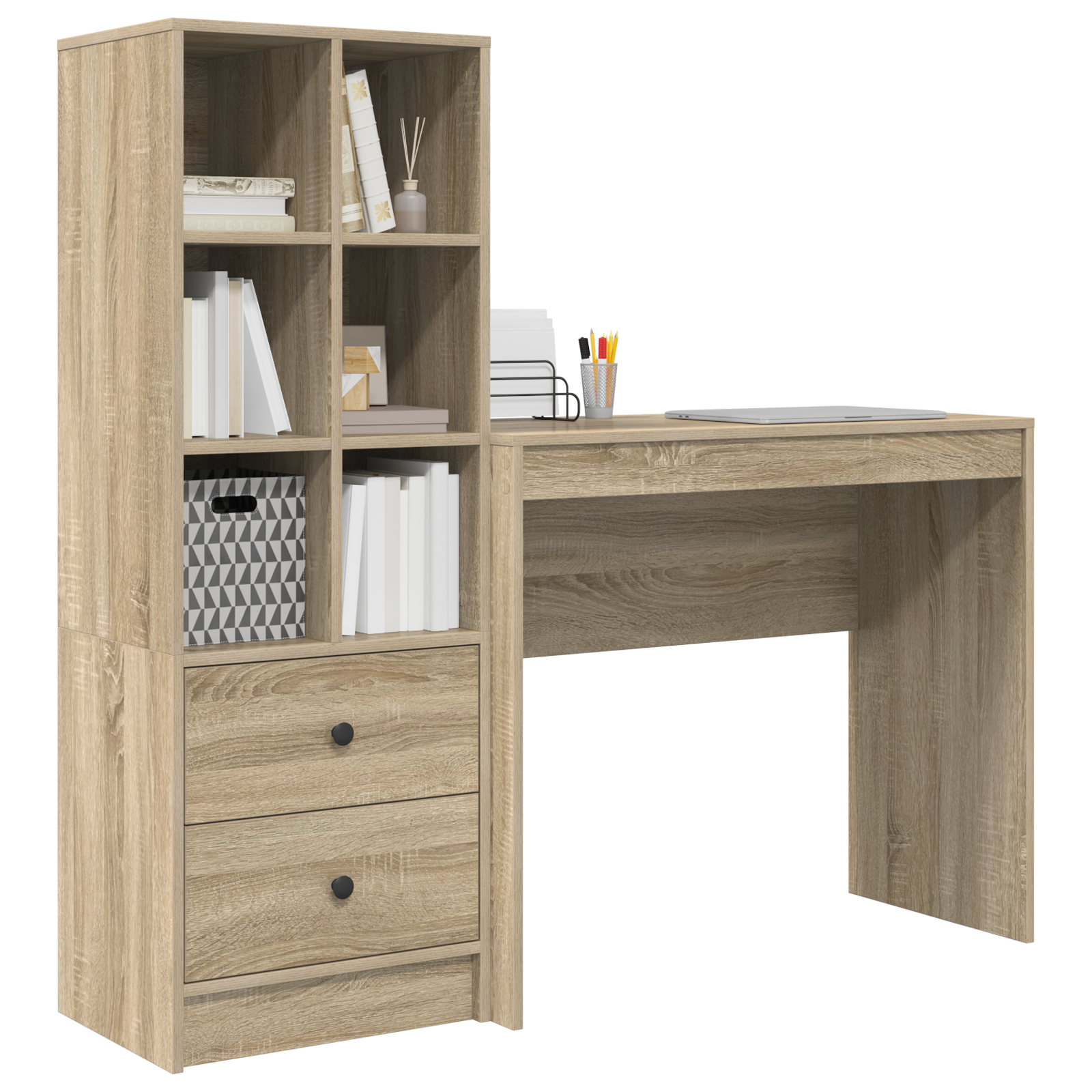 vidaXL Bureau met Opbergruimte in Sonoma Eikenhout