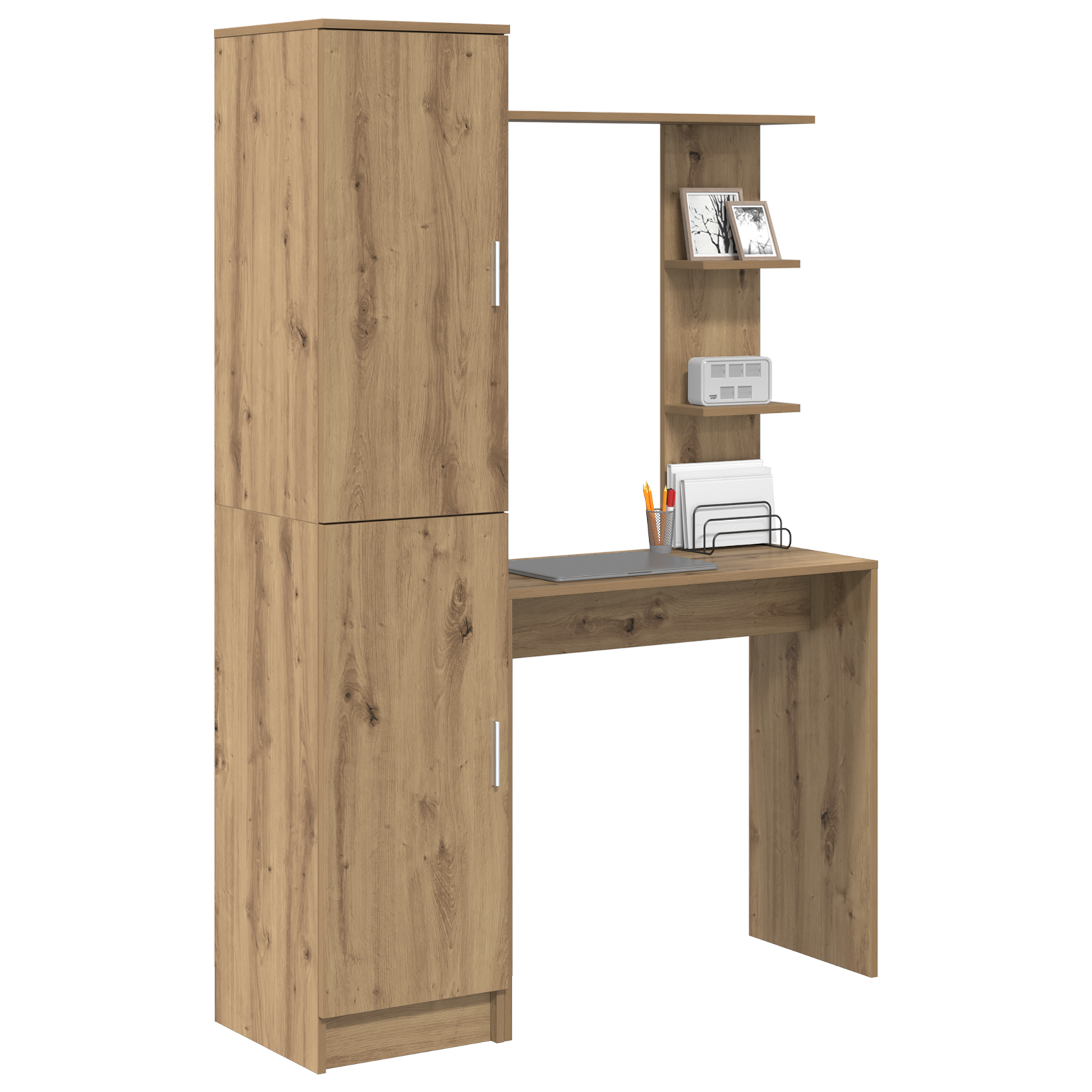 vidaXL Bureau met Opbergruimte in Artisan Eiken Hout
