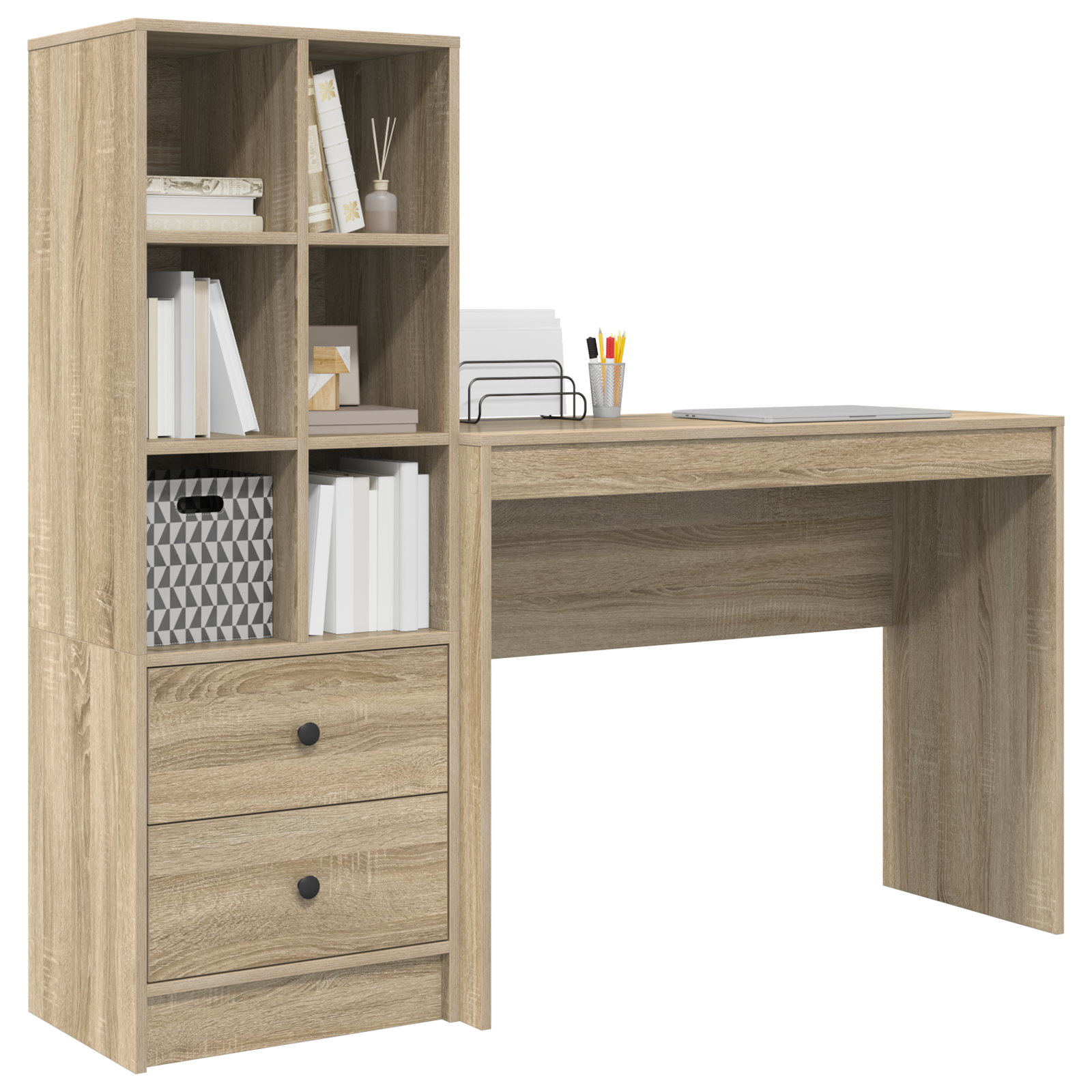 vidaXL Bureau met Opbergruimte in Sonoma Eikenhout
