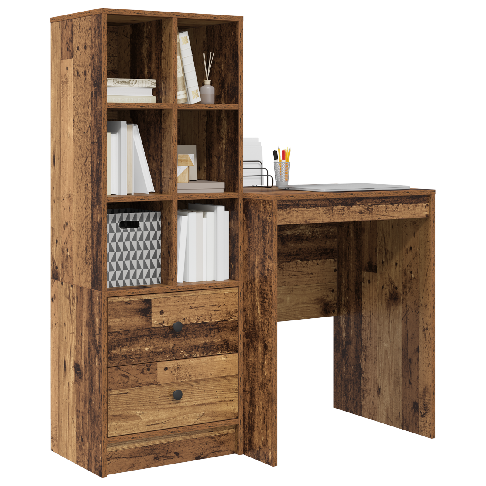 vidaXL Bureau met Opbergruimte van Gerecycled Hout