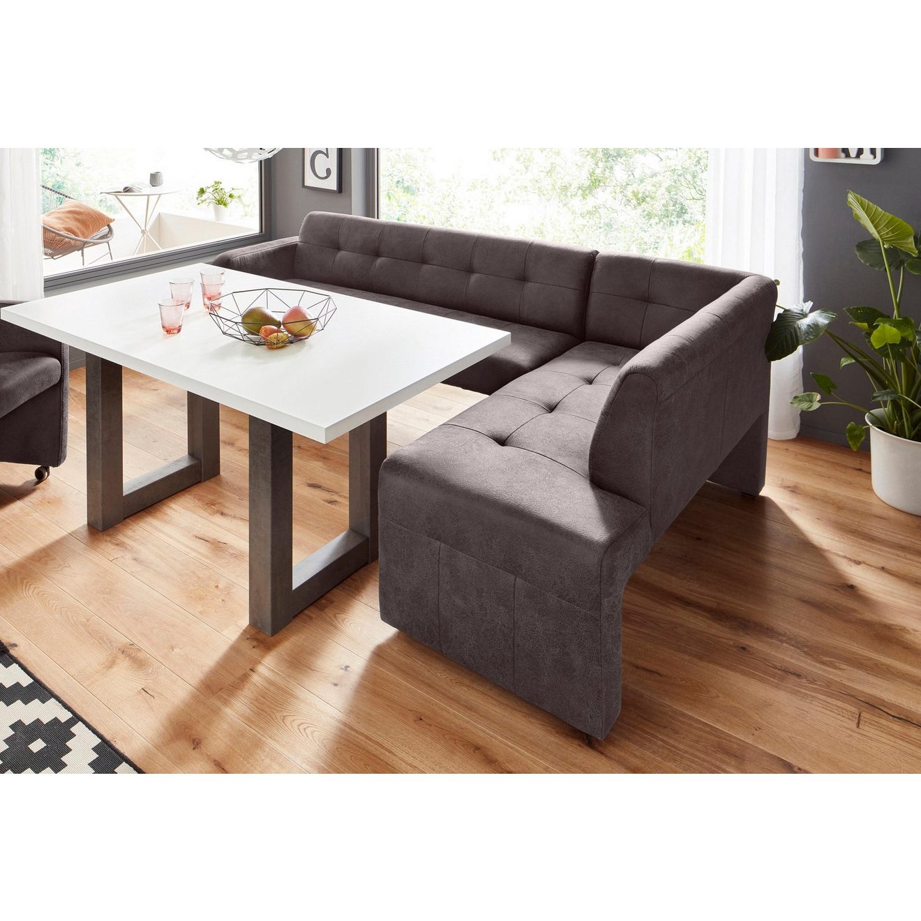 Exxpo - sofa fashion Hoekbank Barista met geweldige detailafwerking, hoge bodemvrijheid Comfortabele zithoogte 49 cm, vrij in de ruimte te plaatsen