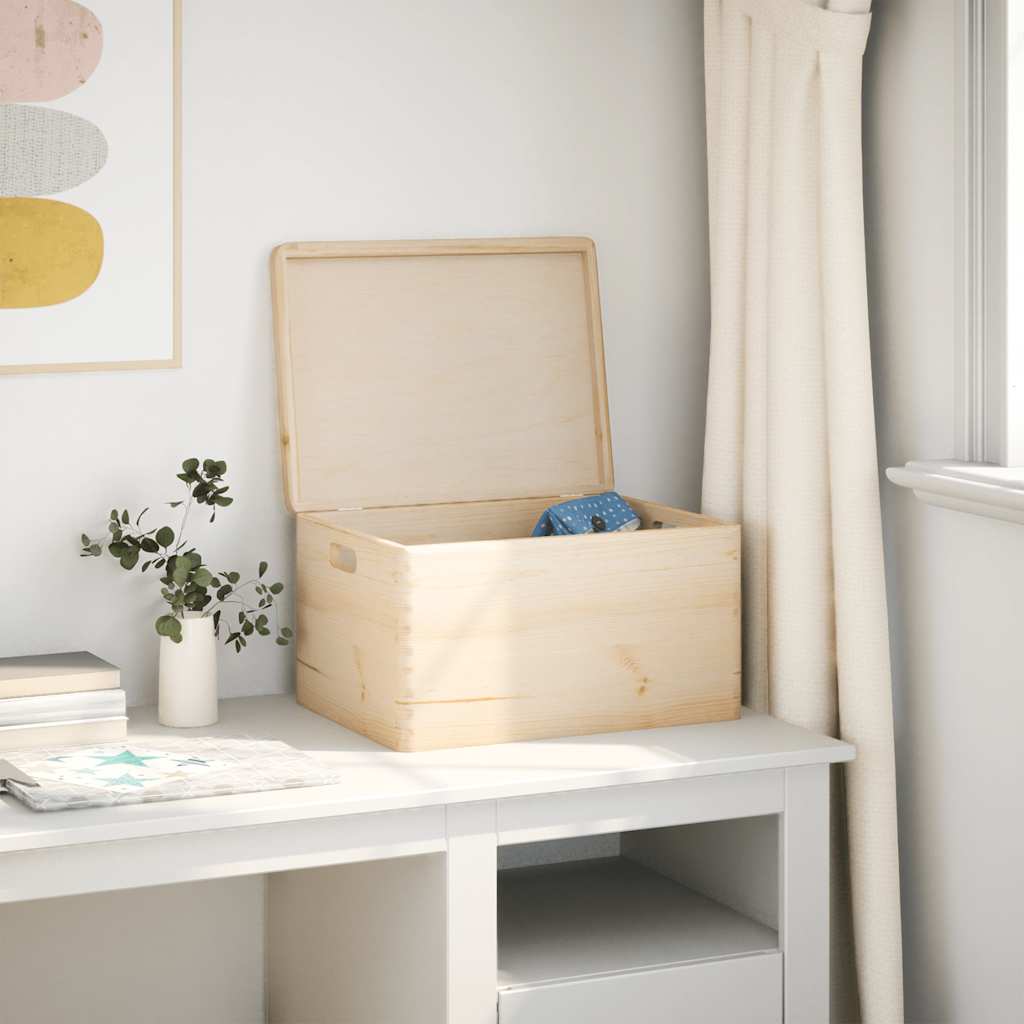 vidaXL Houten kist met deksel&handvatten 40x30x23cm massief grenenhout