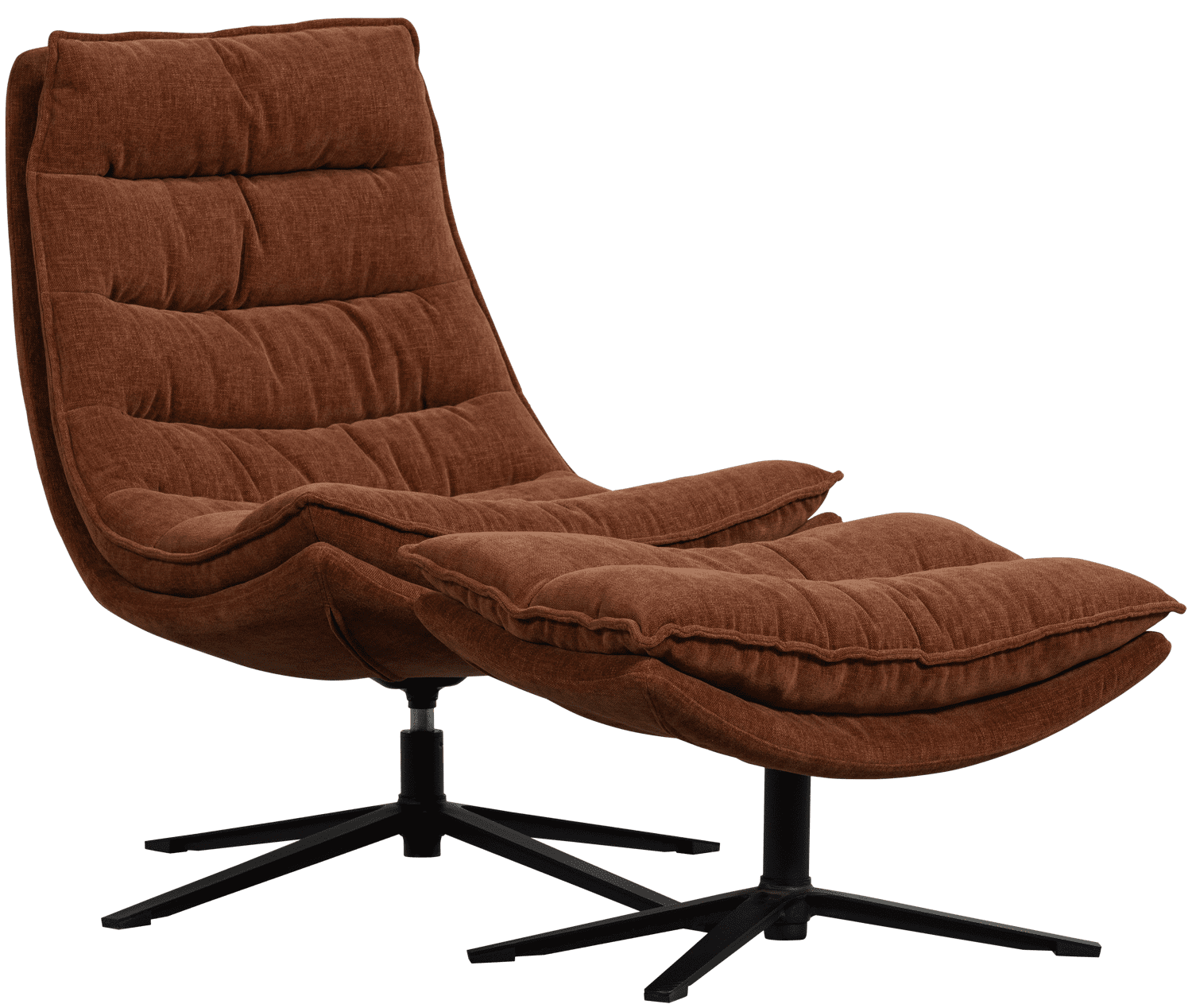 Kube draaifauteuil met hocker bruin