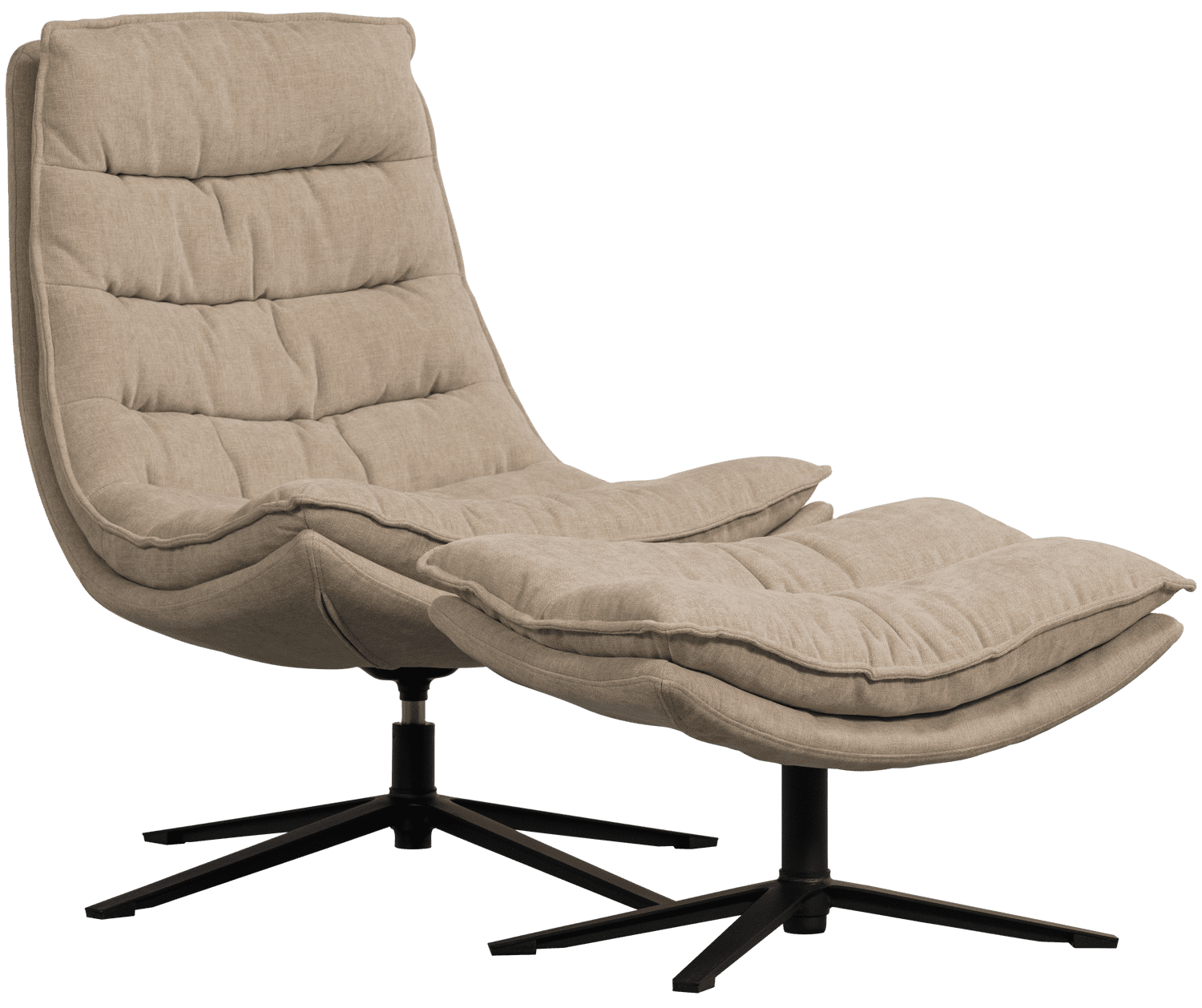Kube draaifauteuil met hocker naturel