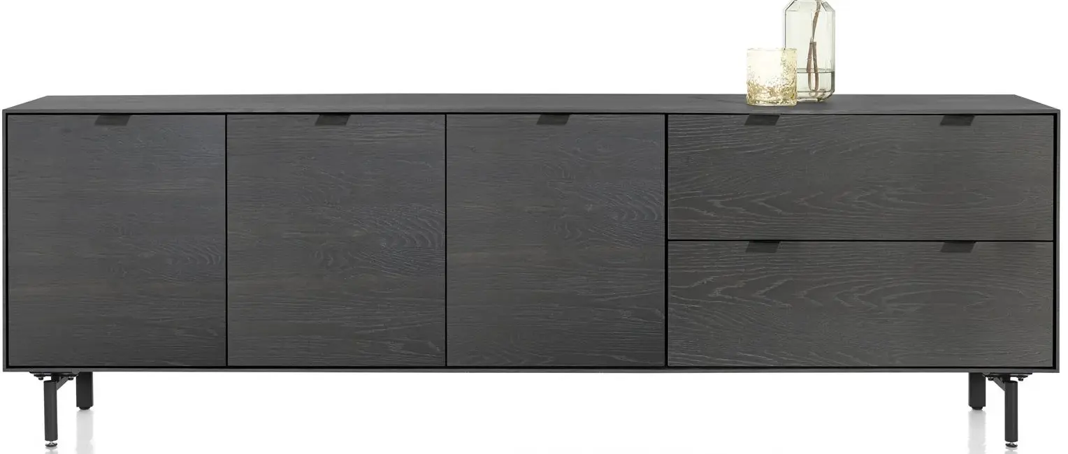 Elements dressoir 240 cm - 3-deuren + 2-laden incl. metalen poten - onyx