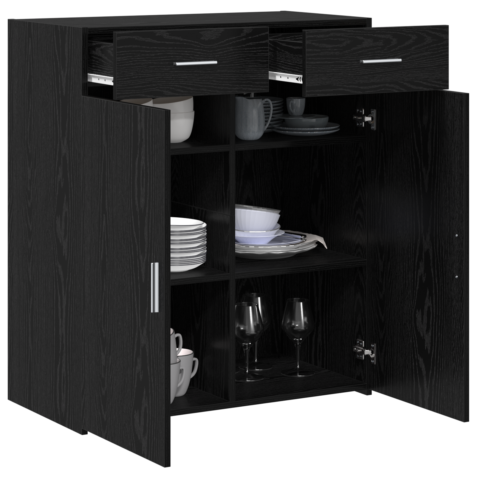 vidaXL Opslagkast Zwart Eiken 80x42.5x93.5 cm Bewerkt Hout