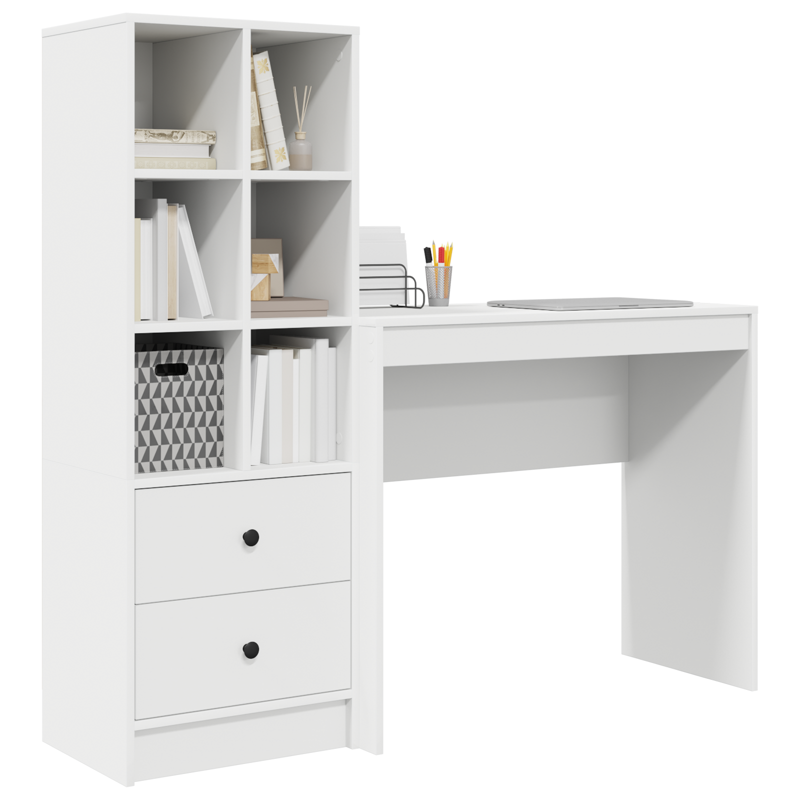 vidaXL bureau met opbergruimte in het wit van ingenieuhout