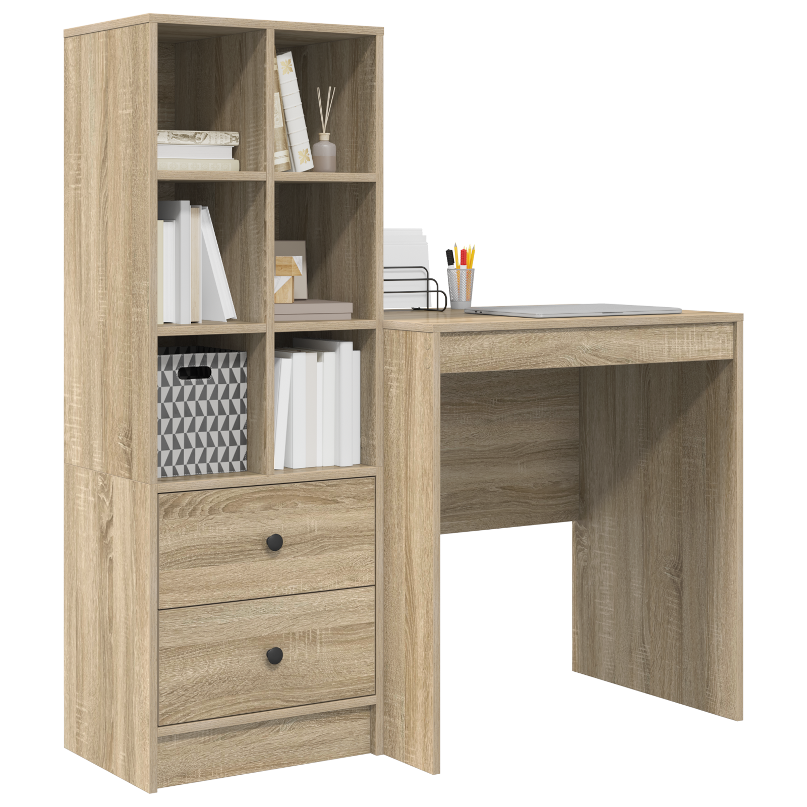 vidaXL Bureau met Opbergruimte van Sonoma Eiken Hout