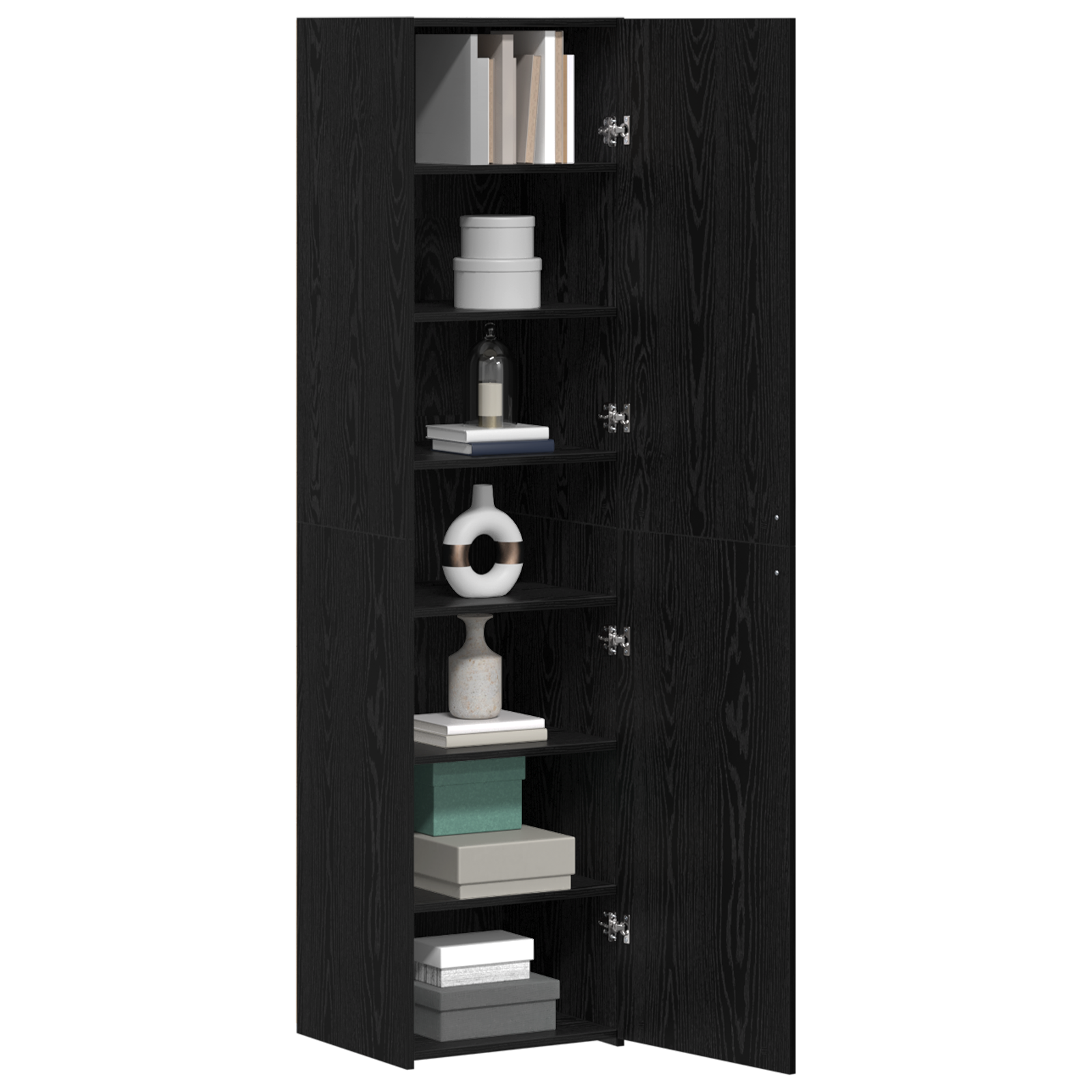 vidaXL Highboard Zwart Eiken 45x42.5x185 cm Bewerkt Hout