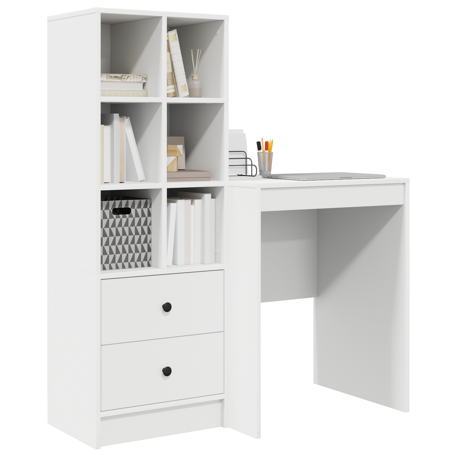 vidaXL Bureau met Opbergruimte Wit Gefabriceerd Hout