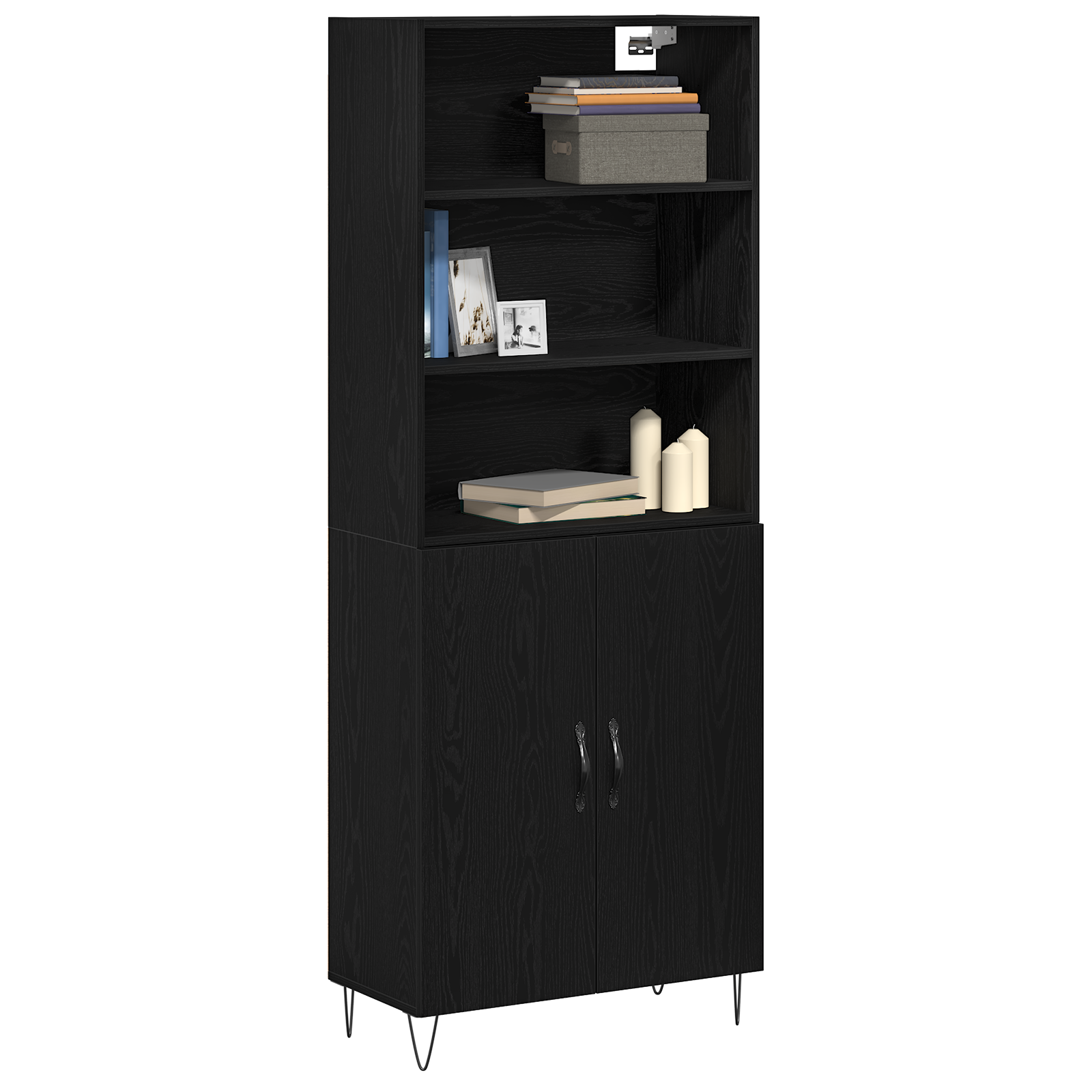 vidaXL Hoge kast 69,5x34x180 cm bewerkt hout zwart eikenkleurig