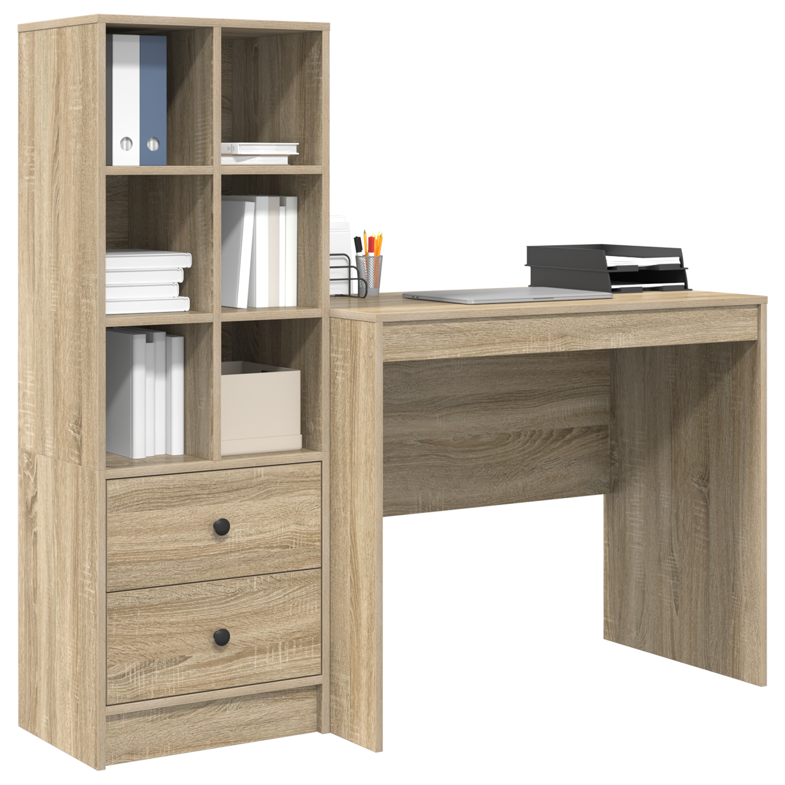 vidaXL Bureau met Opbergruimte in Sonoma Eiken Geengineerd Hout