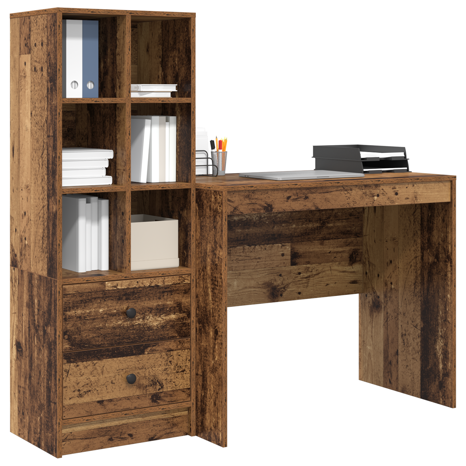 vidaXL Bureau met Opslag van Oud Geengineerd Hout