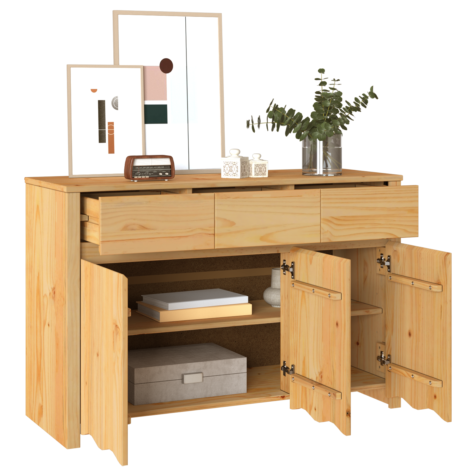 vidaXL Dressoir DRAMMEN 114x43x75,5 cm massief grenenhout