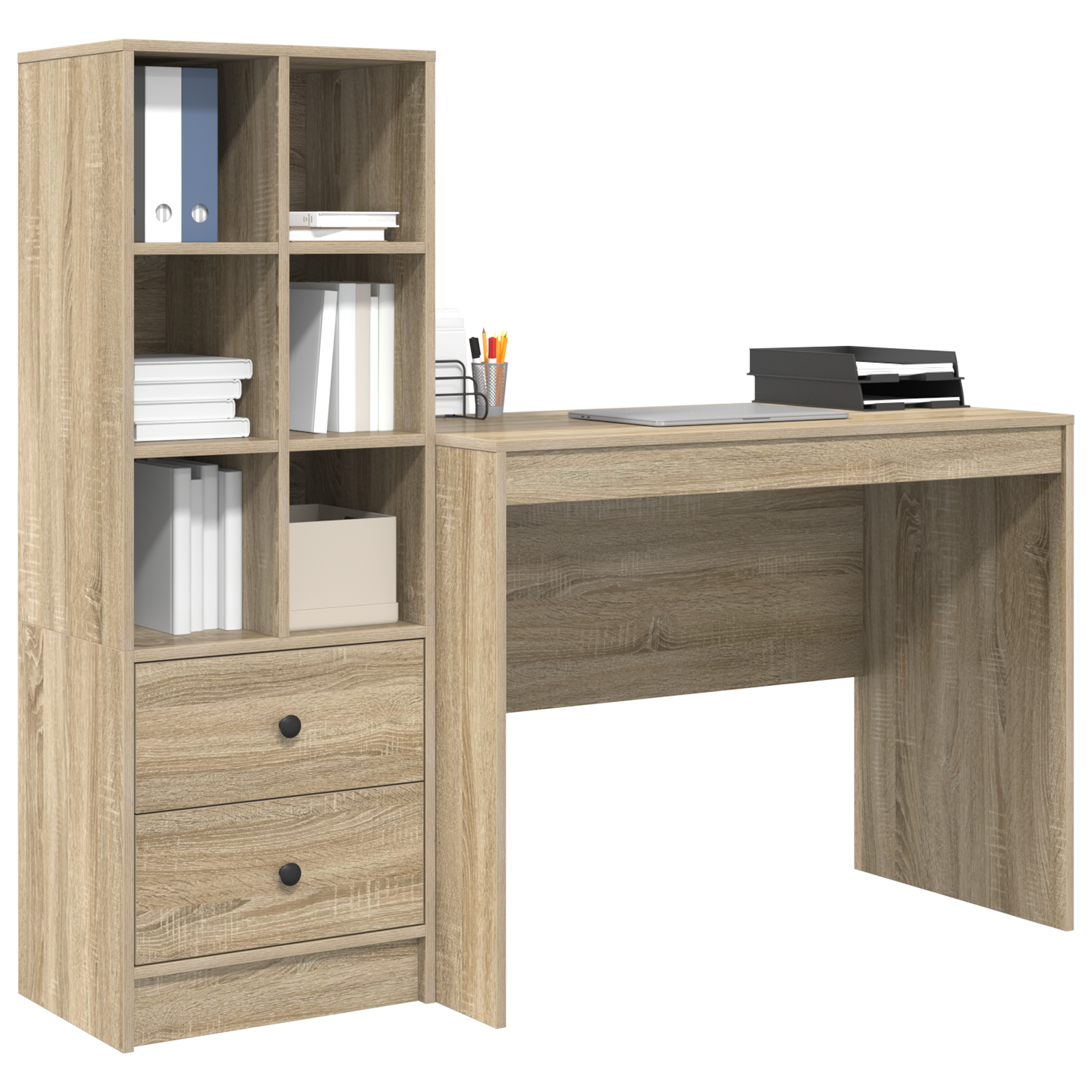 vidaXL Bureau met Opbergruimte van Sonoma Eikenhout