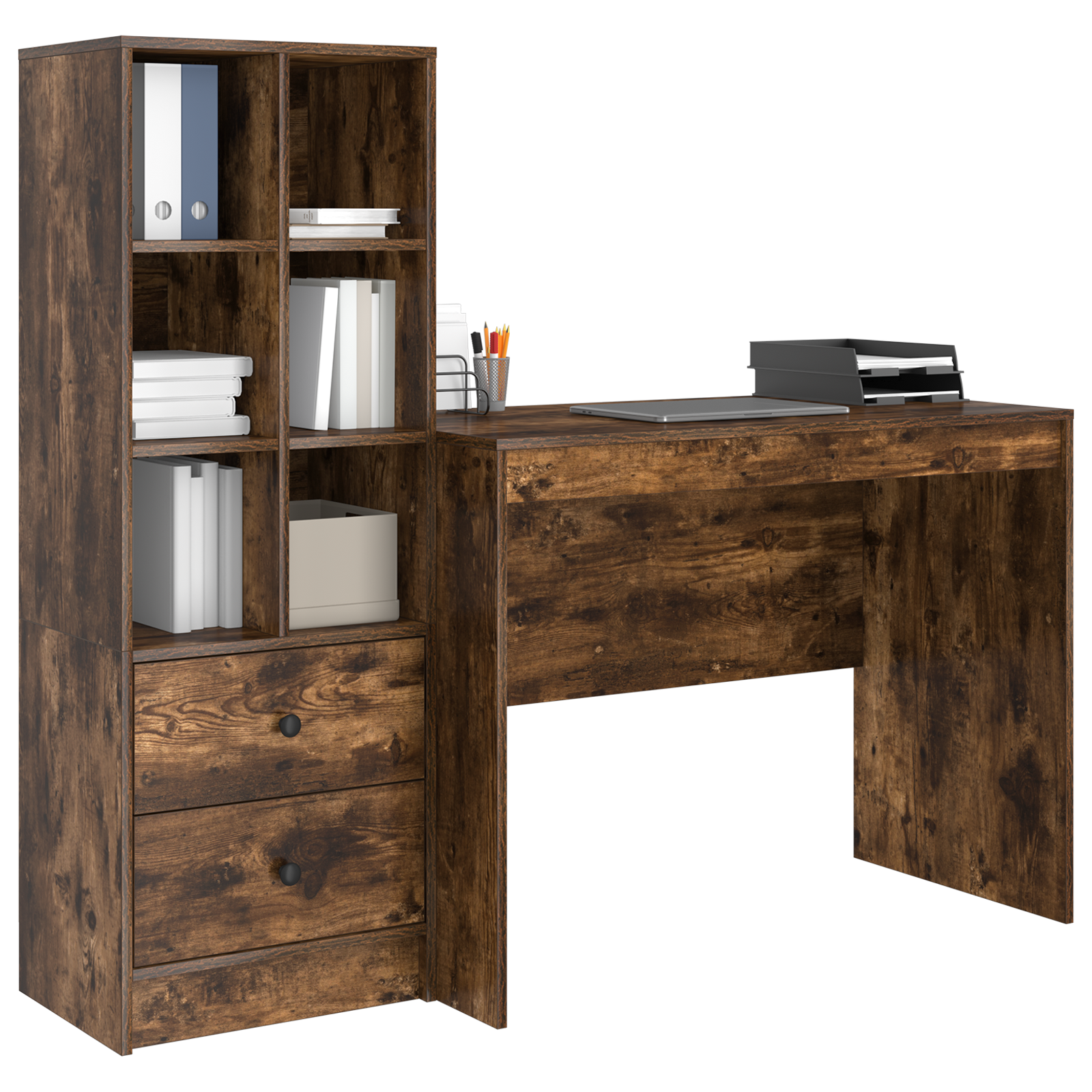 vidaXL Bureau met Opbergruimte van Geolied Eikenhout