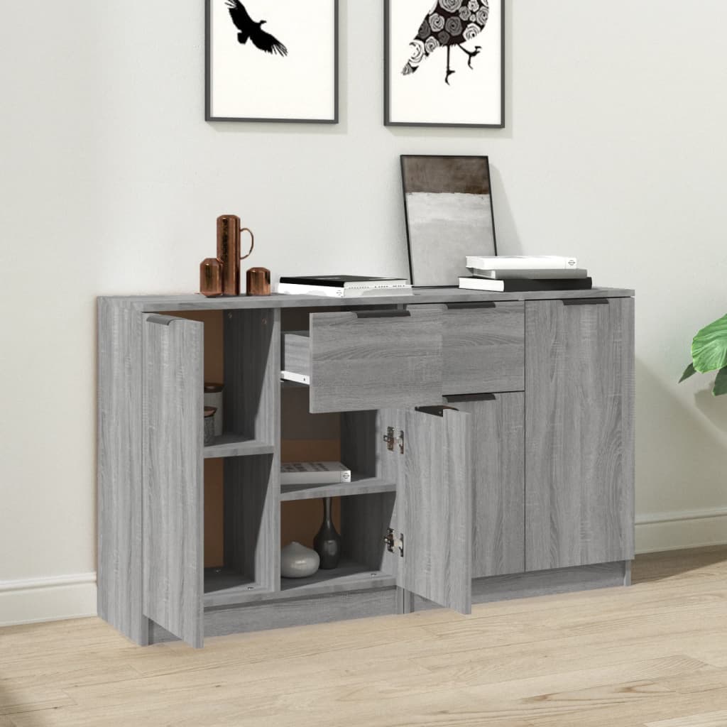 vidaXL Dressoirs 2 st 60x30x70 cm bewerkt hout grijs sonoma eiken