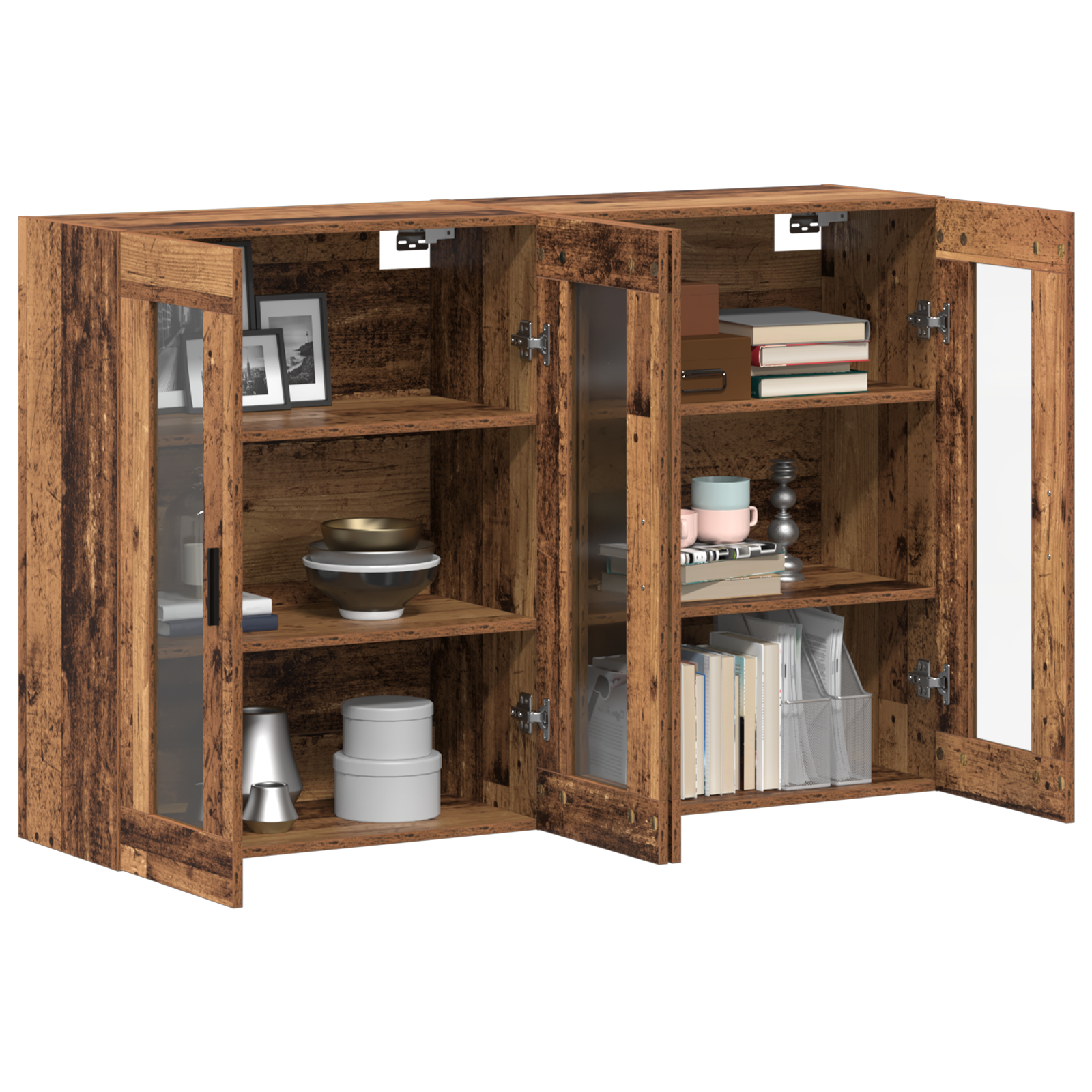 vidaXL Wandkasten Set van 2 in Oud Hout 69,5 x 34 x 90 cm - Samengesteld Hout