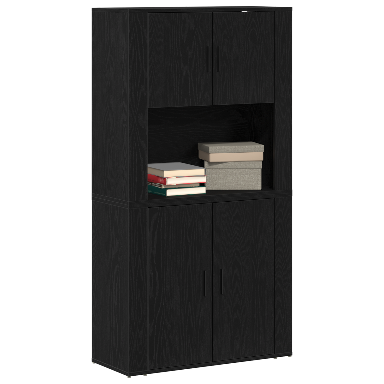 vidaXL Highboard Zwart Eiken 80x33x150 cm Bewerkt Hout