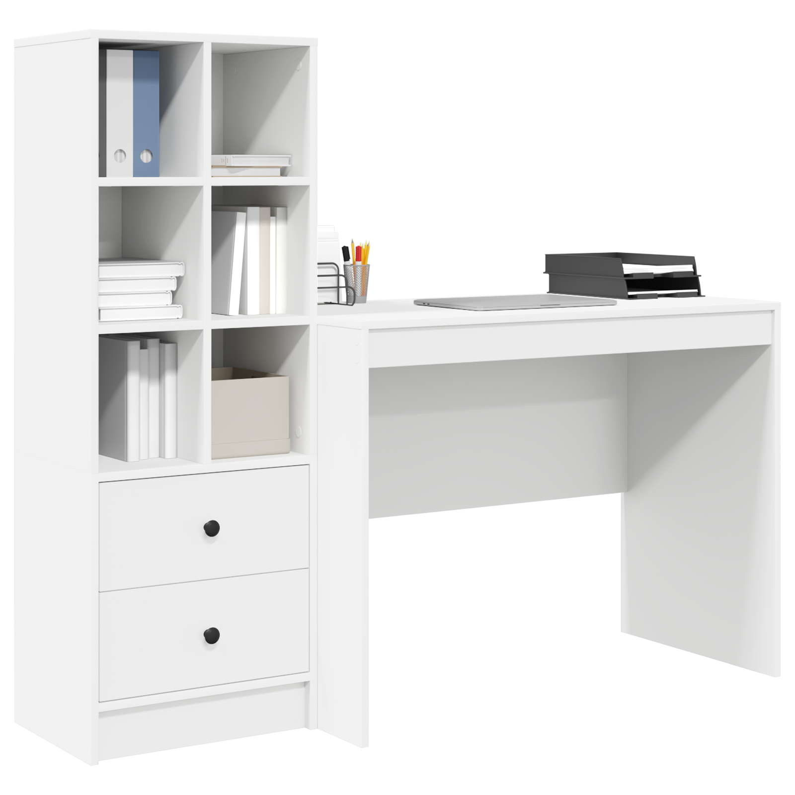 vidaXL Bureau met Opbergruimte Wit Geengineerd Hout