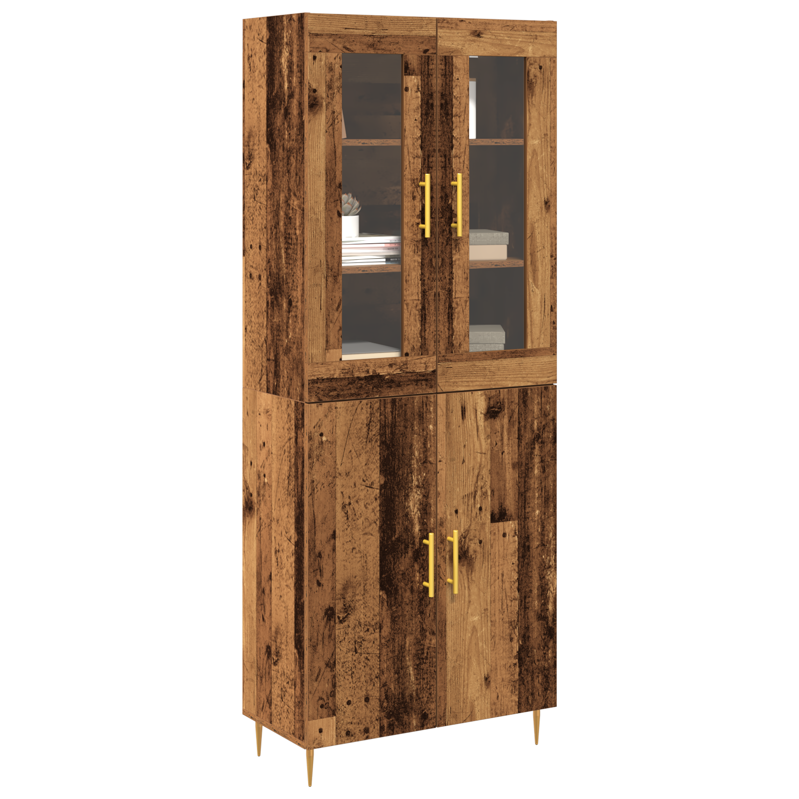 vidaXL Hoge kast 69,5x34x180 cm bewerkt hout oud houtkleurig