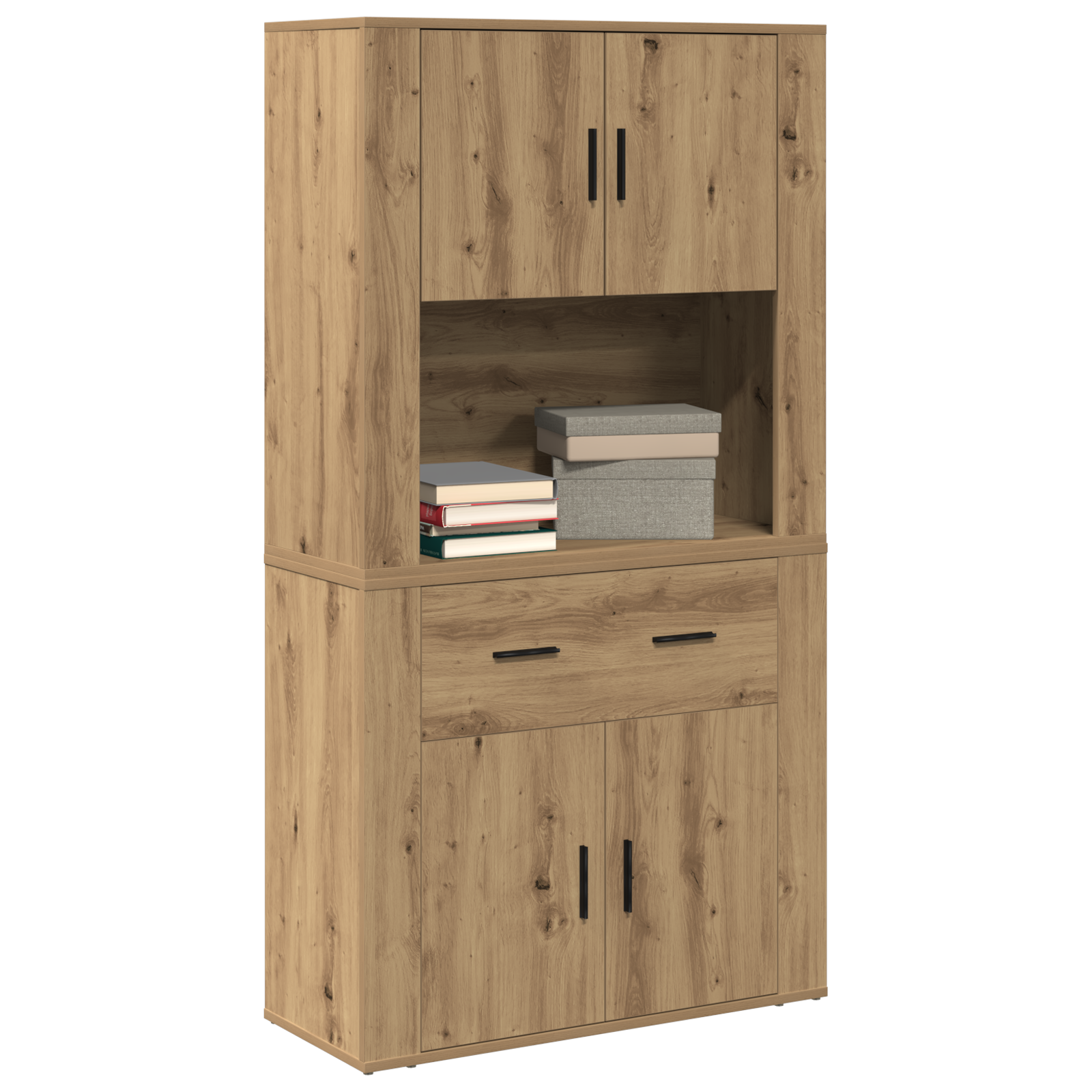 vidaXL Highboard Artisan Eiken 80x33x150 cm Bewerkt Hout