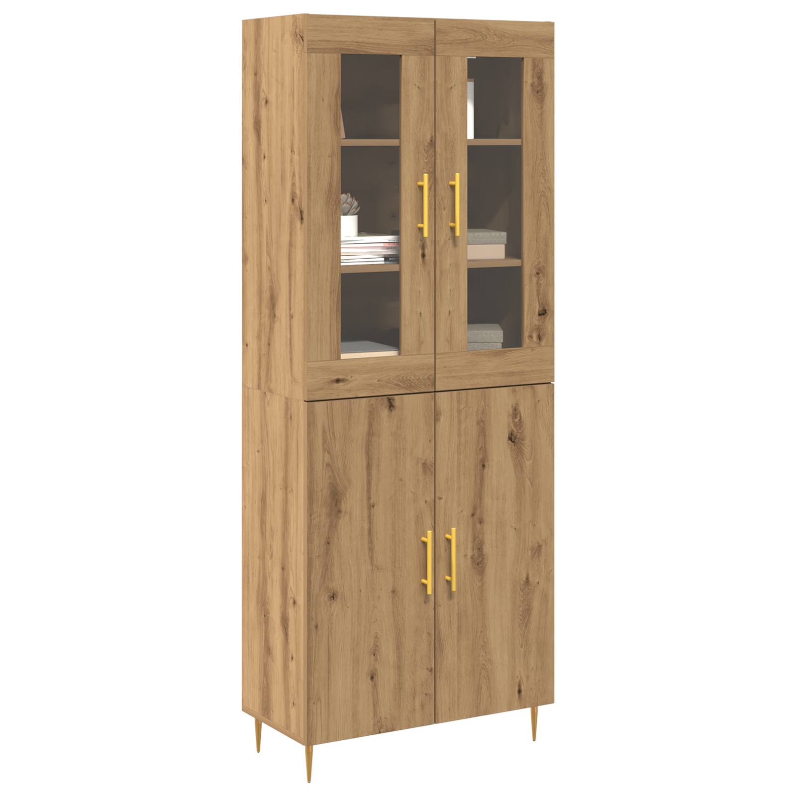vidaXL Hoge kast 69,5x34x180 cm bewerkt hout artisanaal eiken